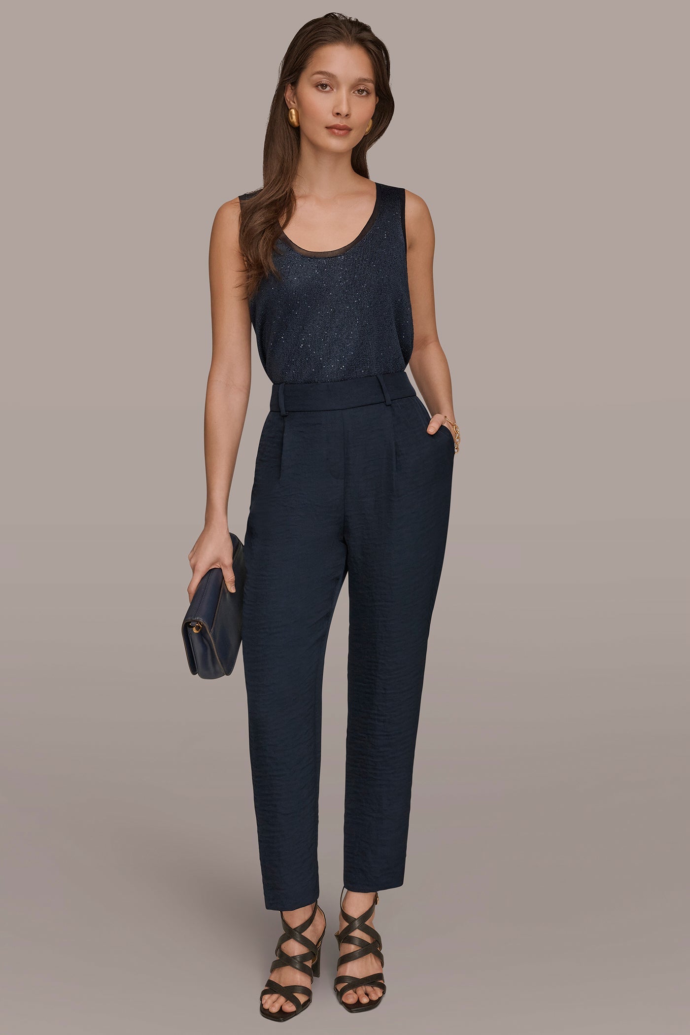 NIGHTFALL PLEATED STRAIGHT PANT Donna Karan