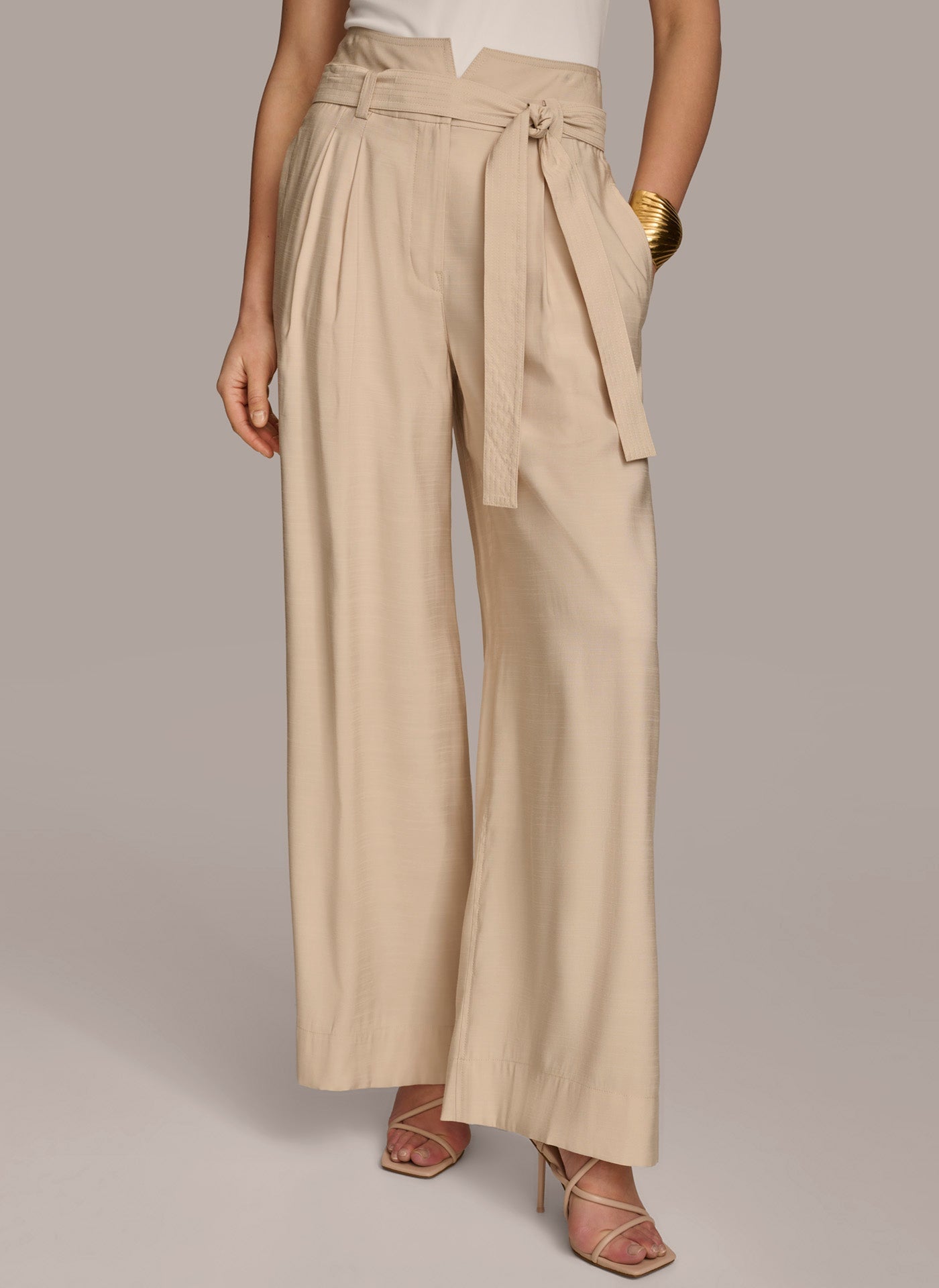 Sand HIGH WAIST WIDE LEG PANT Donna Karan