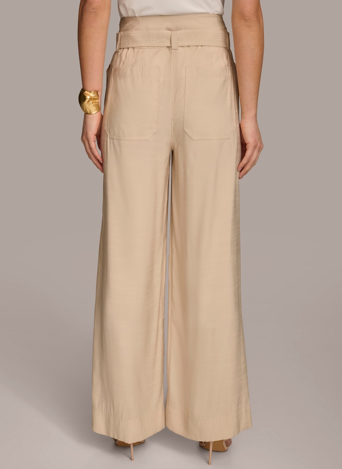 Sand HIGH WAIST WIDE LEG PANT Donna Karan