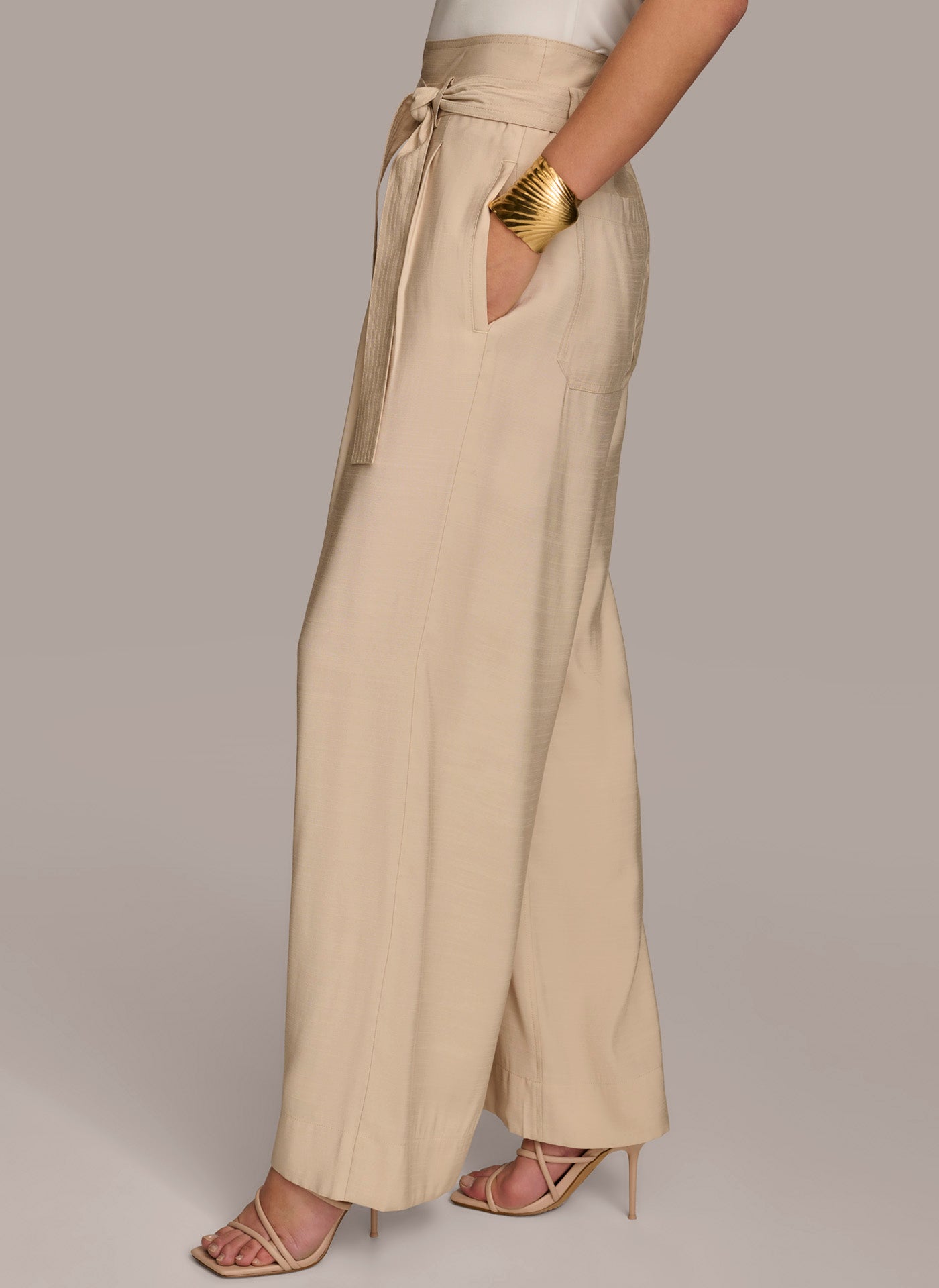 Sand HIGH WAIST WIDE LEG PANT Donna Karan