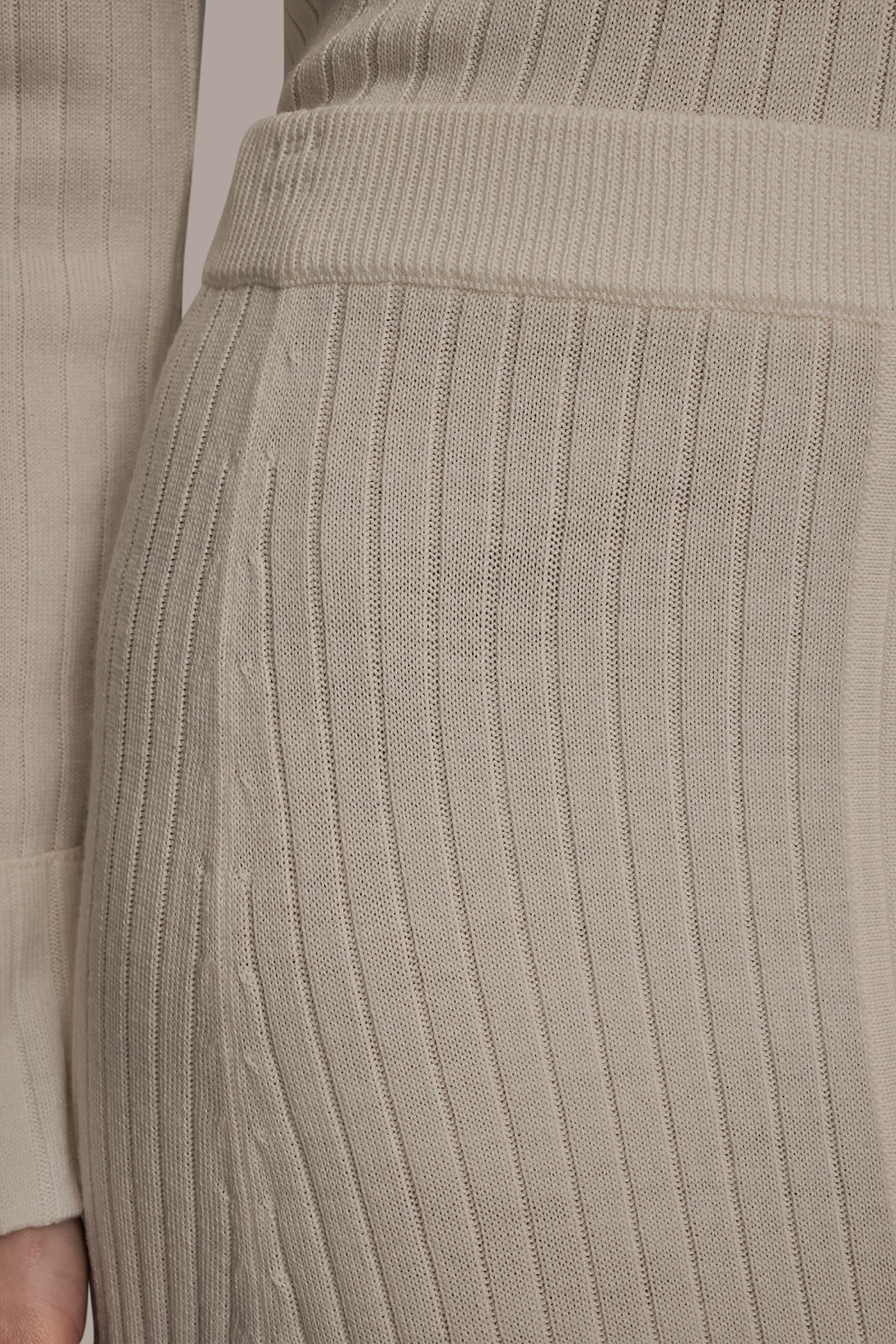CREAM SEAMED MIDI A-LINE SWEATER SKIRT Donna Karan
