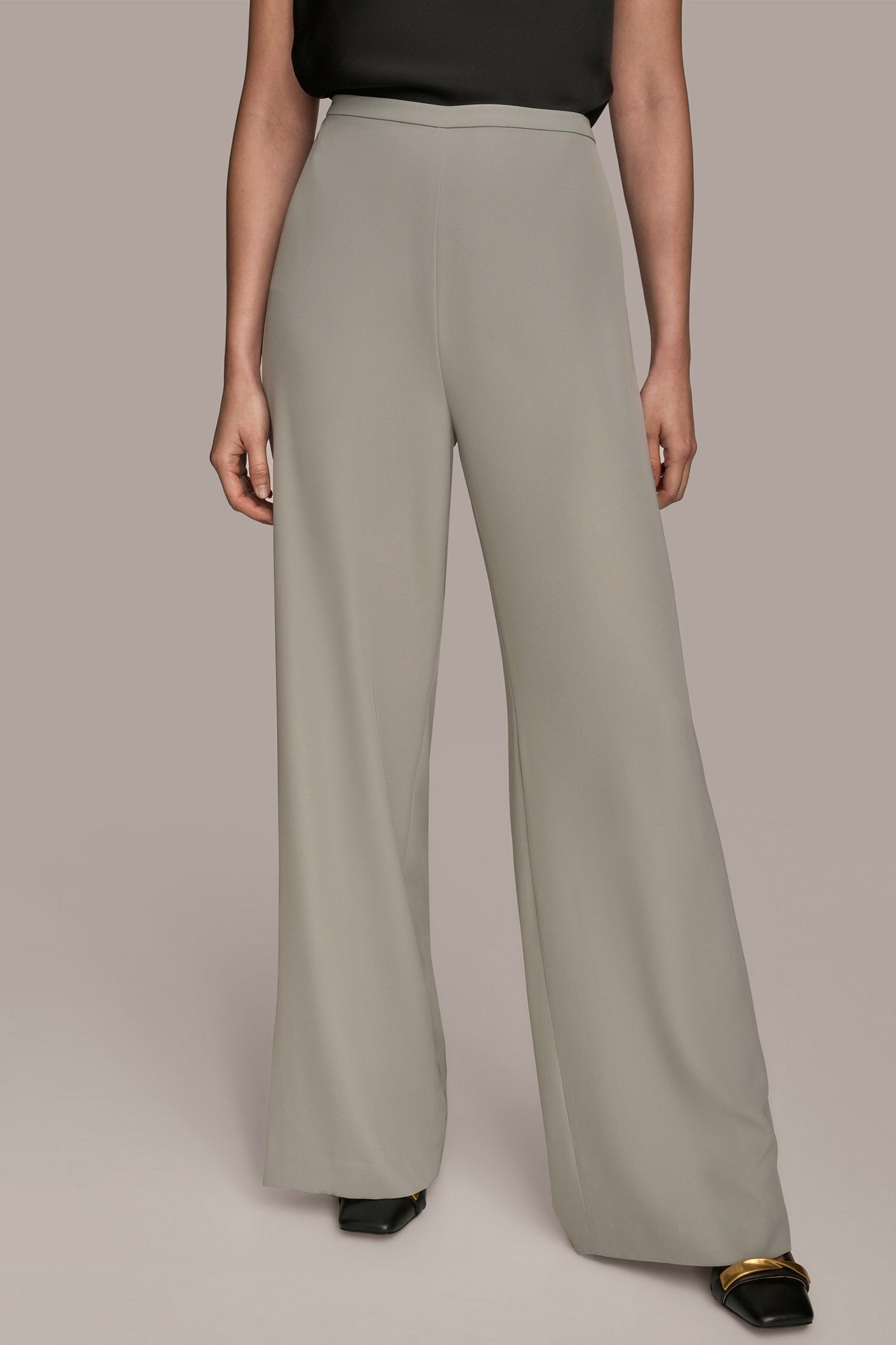 WEATHERED SAGE EXTRA HIGH-RISE PLEATED WIDE-LEG PANT Donna Karan