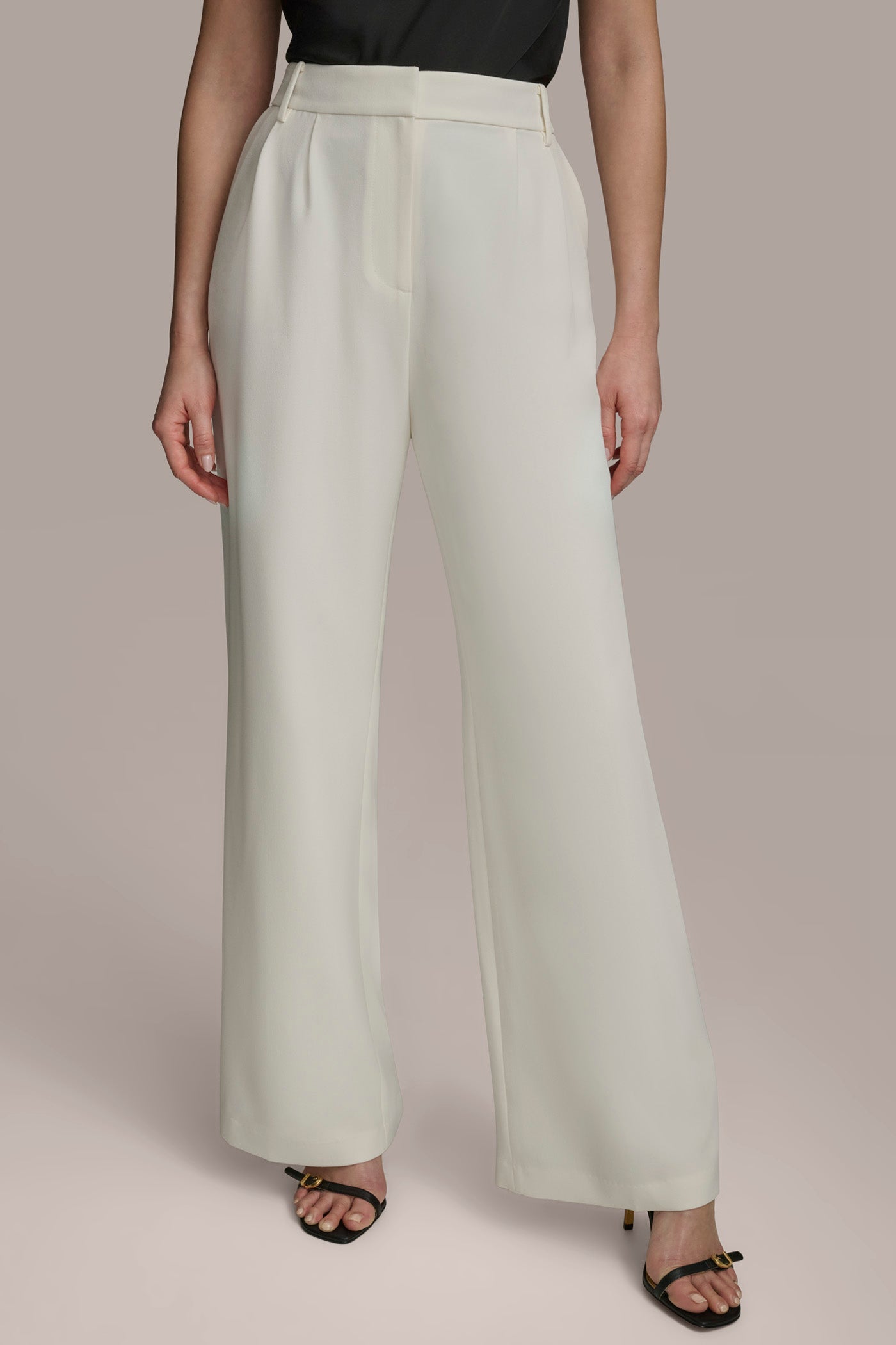 CREAM WIDE PANT WITH PLEATS Donna Karan