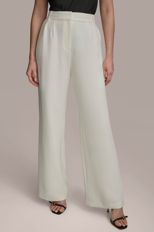 CREAM WIDE PANT WITH PLEATS Donna Karan