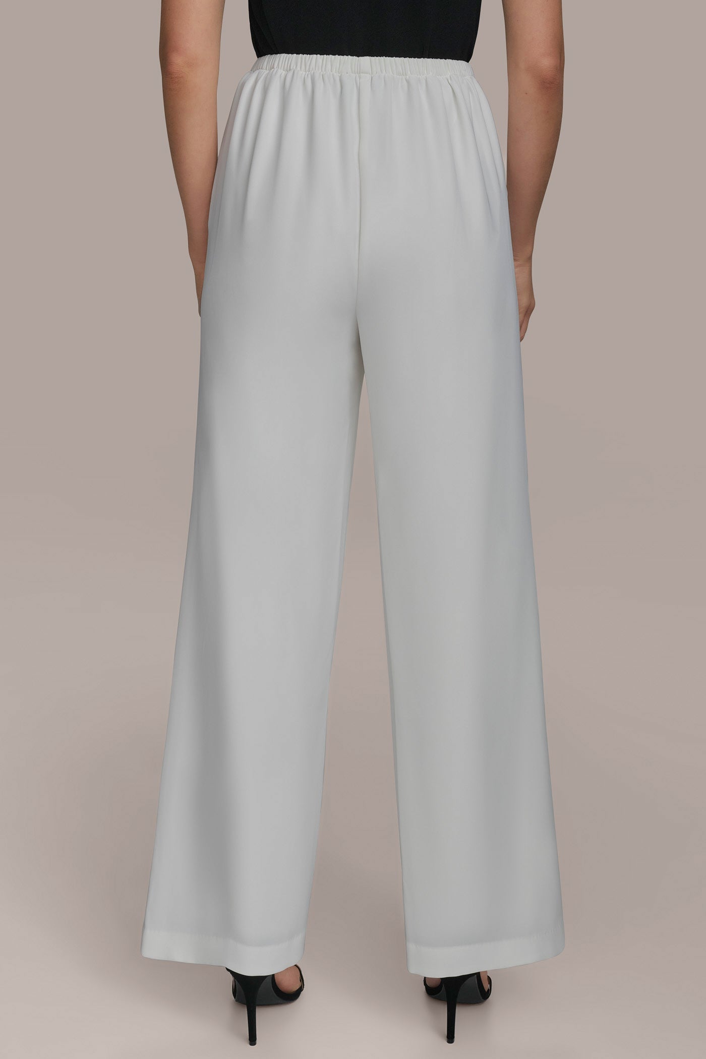 CREAM WIDE LEG PULL ON PANT Donna Karan