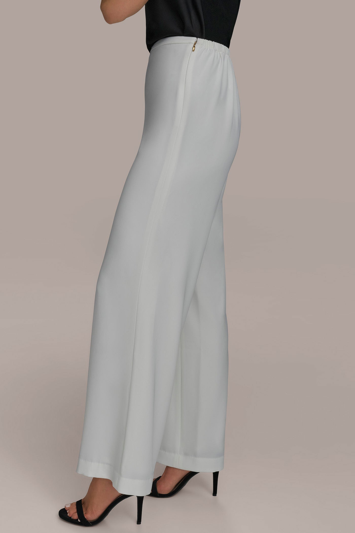 CREAM WIDE LEG PULL ON PANT Donna Karan