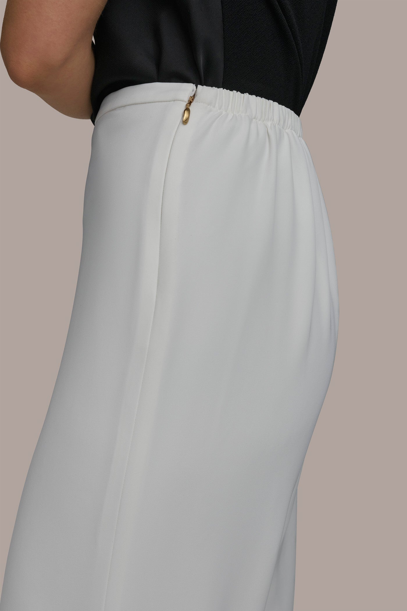 CREAM WIDE LEG PULL ON PANT Donna Karan