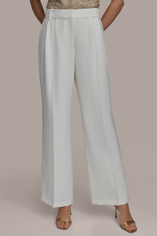 CREAM WIDE PANT WITH PLEATS Donna Karan