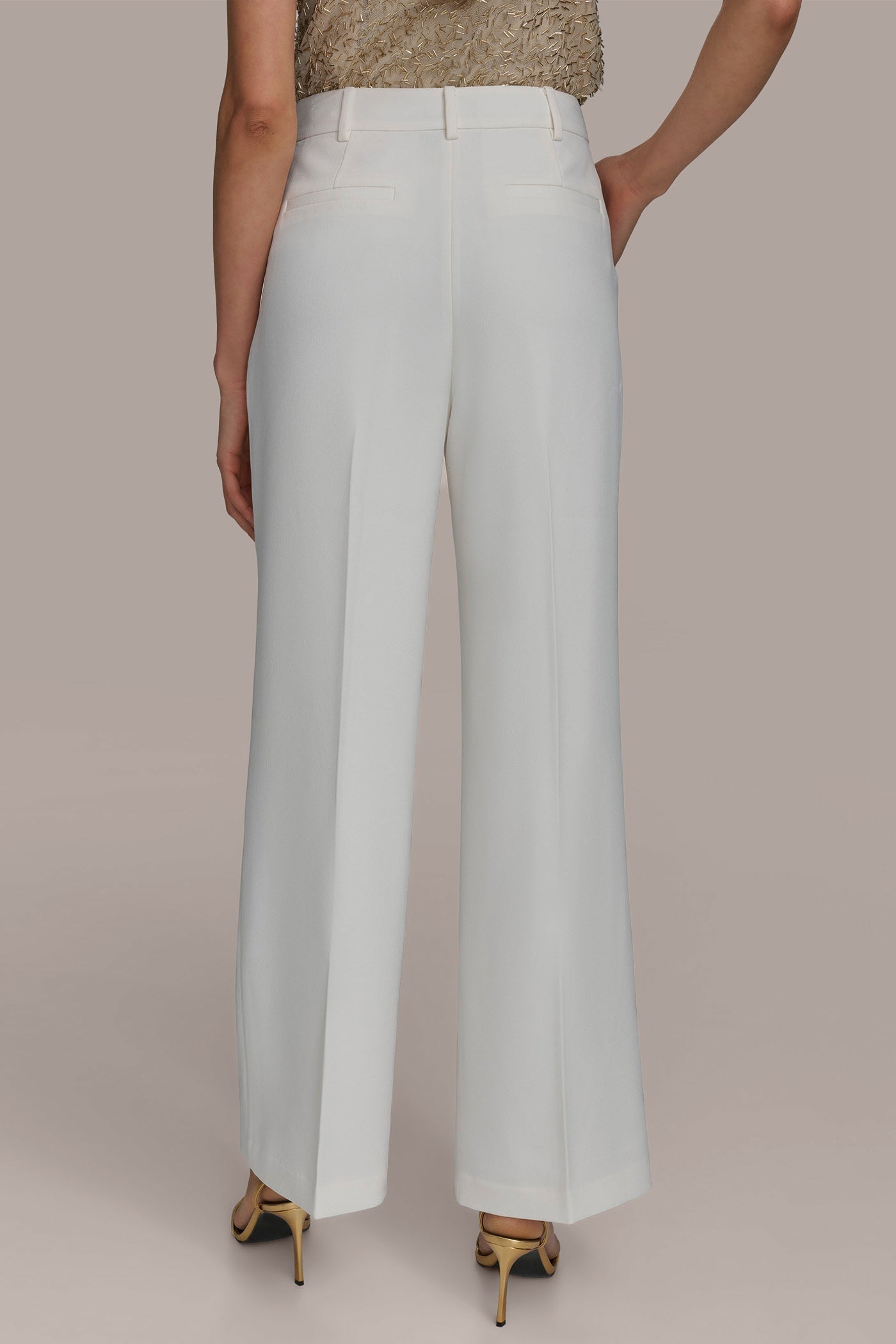 CREAM WIDE PANT WITH PLEATS Donna Karan
