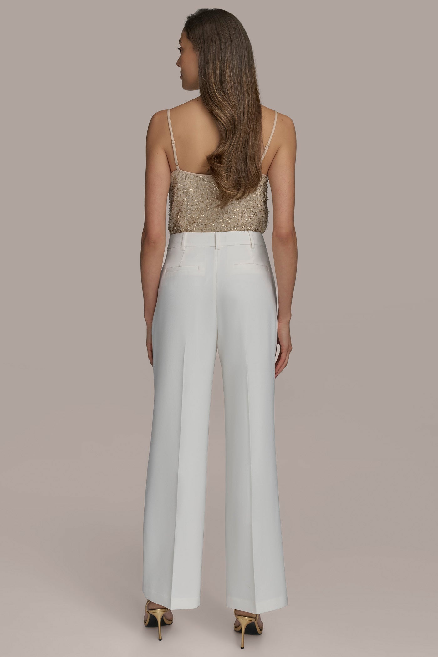 CREAM WIDE PANT WITH PLEATS Donna Karan