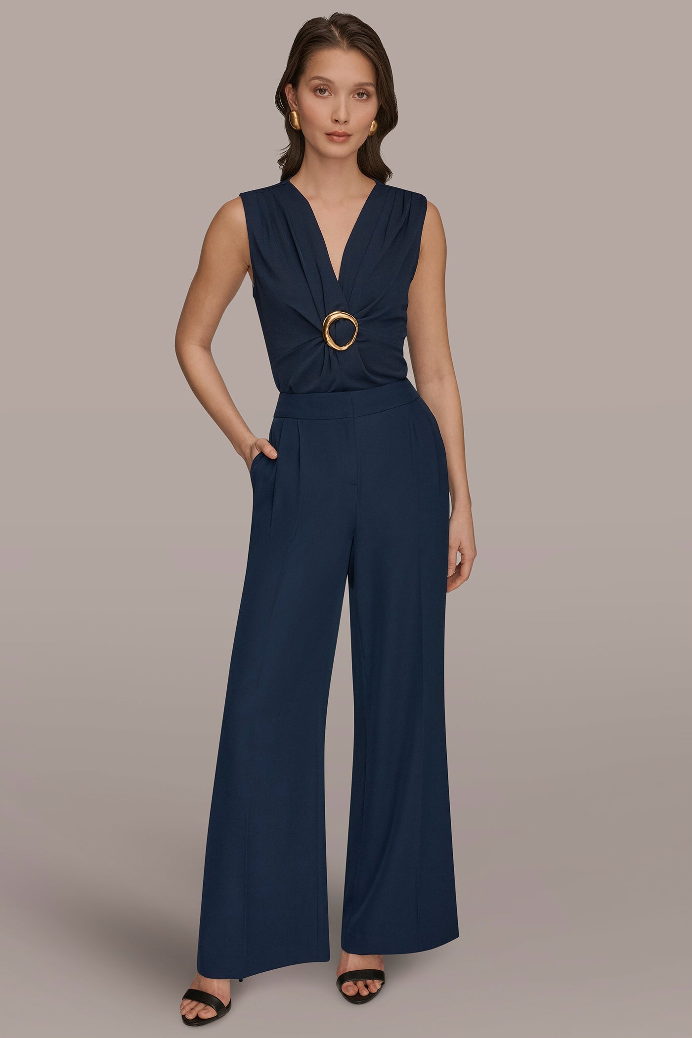 Nightfall MID-RISE PLEATED WIDE-LEG SUIT PANT Donna Karan