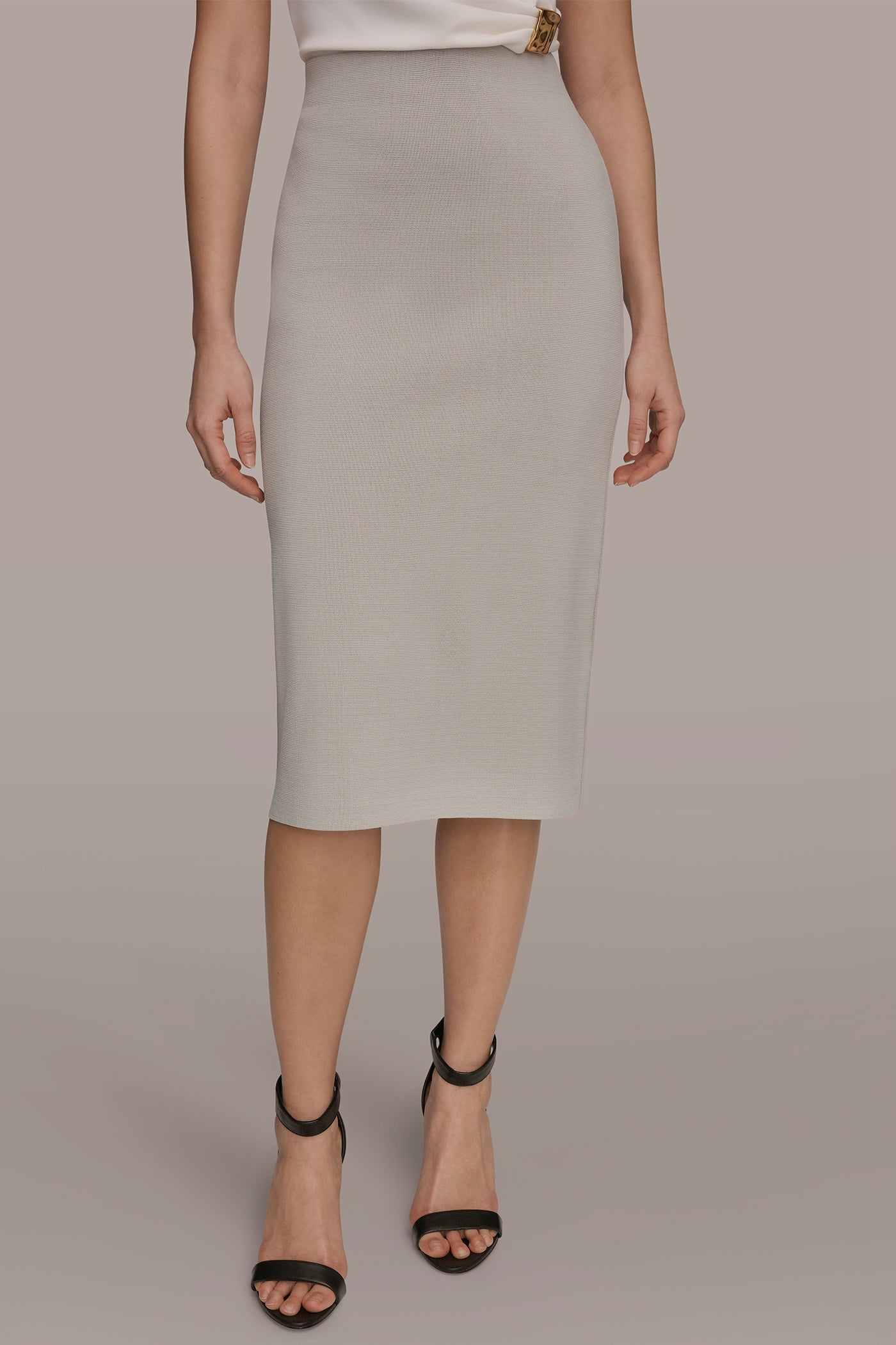 Tuscan Grey SWEATER SUIT PENCIL SKIRT Donna Karan
