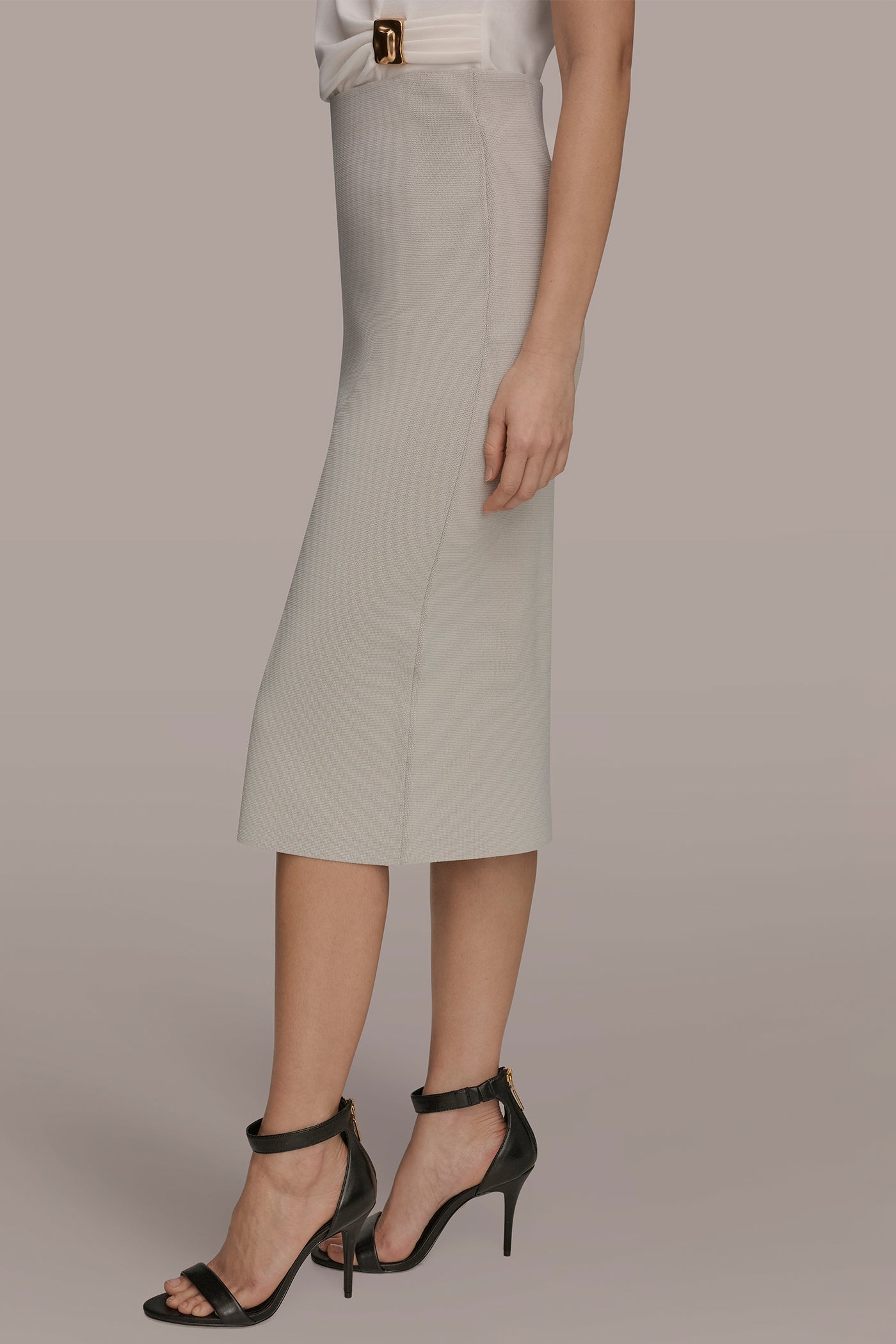 Tuscan Grey SWEATER SUIT PENCIL SKIRT Donna Karan