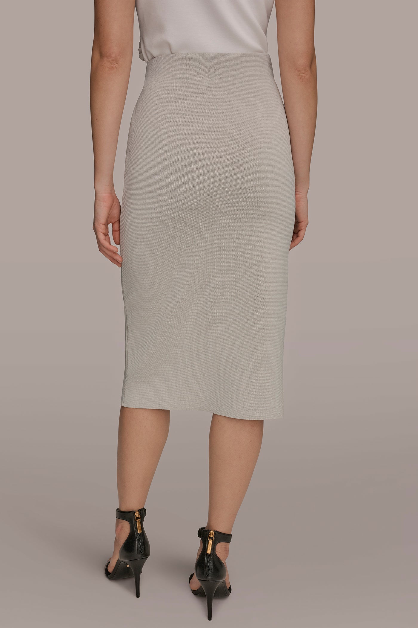 Tuscan Grey SWEATER SUIT PENCIL SKIRT Donna Karan