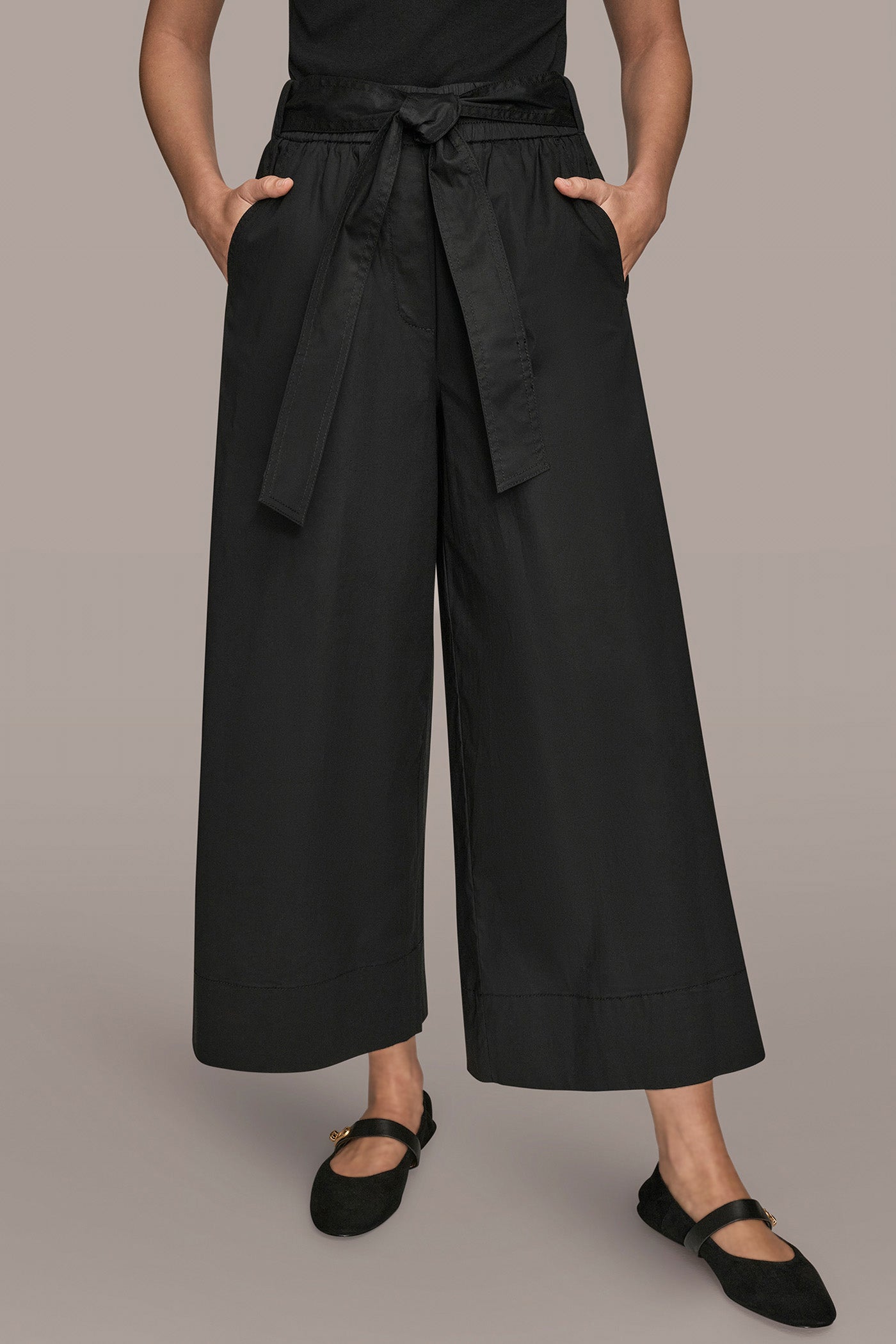 Black CROPPED MID-RISE PANT Donna Karan