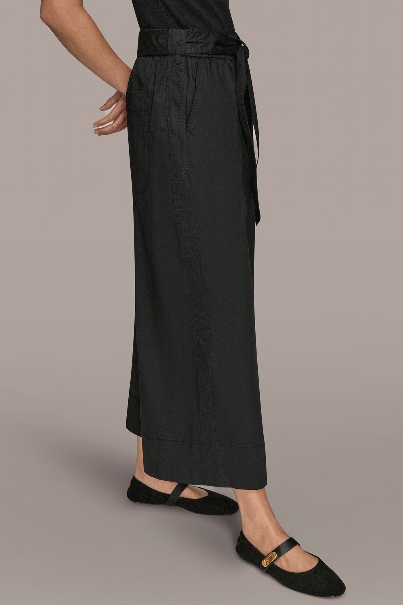 Black CROPPED MID-RISE PANT Donna Karan