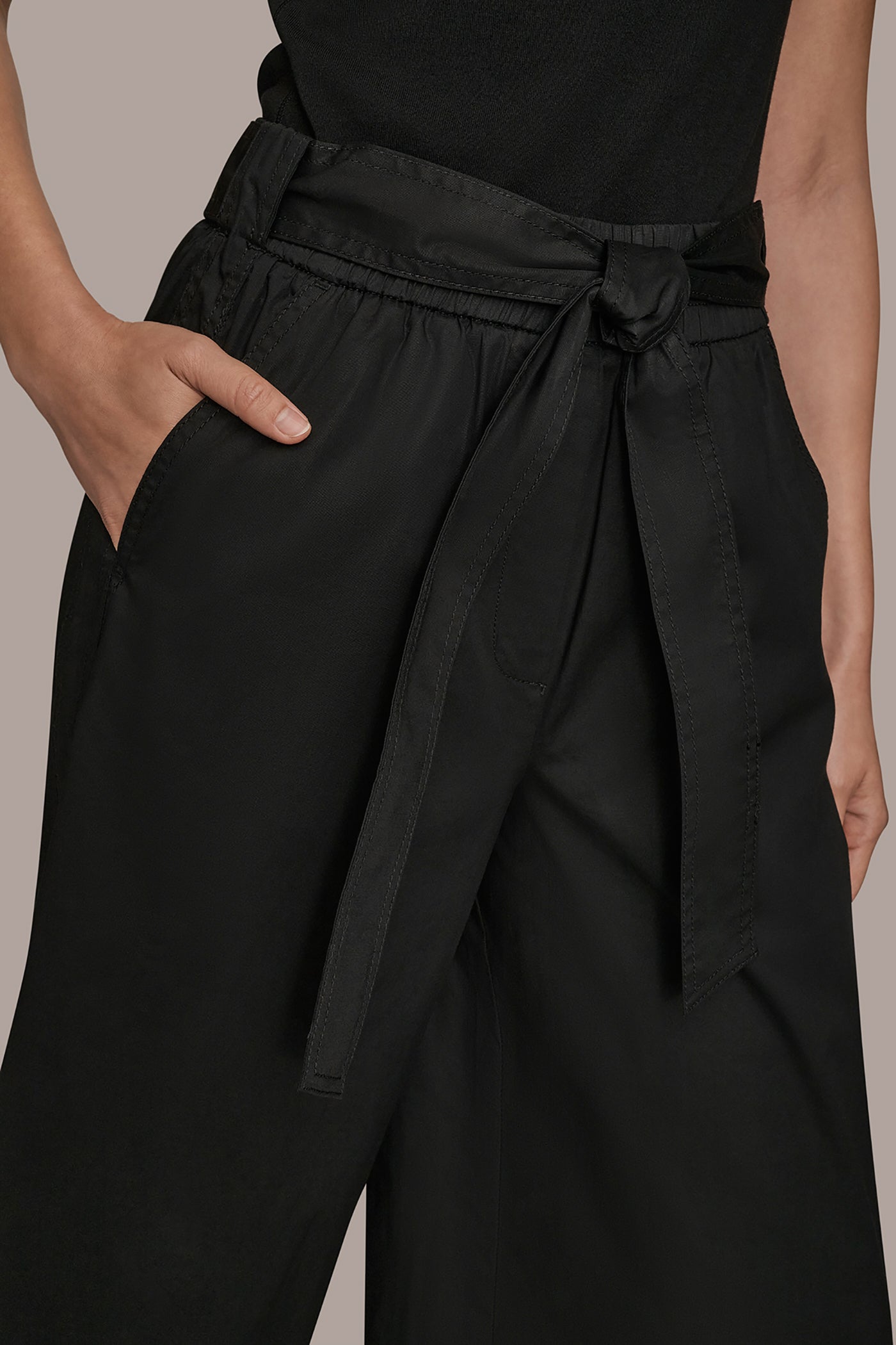 Black CROPPED MID-RISE PANT Donna Karan