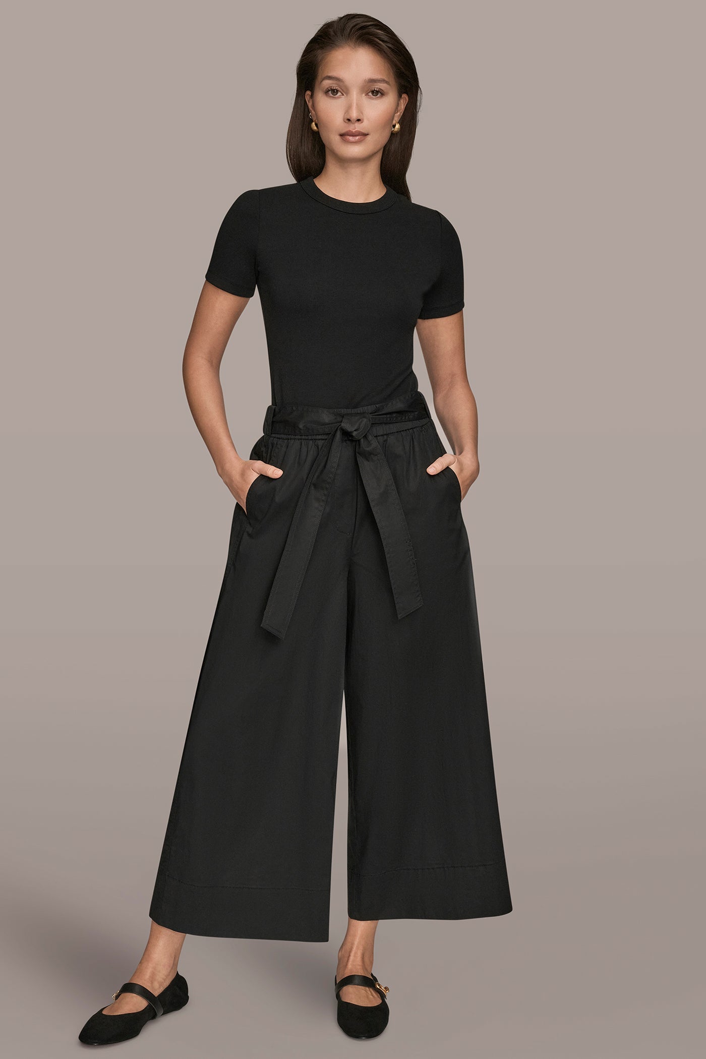 Black CROPPED MID-RISE PANT Donna Karan