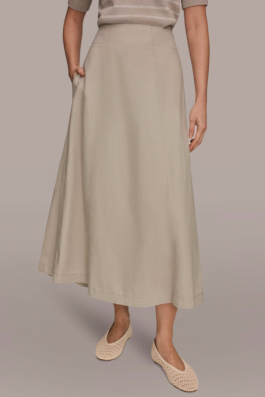 Tuscan Grey MIDI A-LINE PANEL SKIRT Donna Karan
