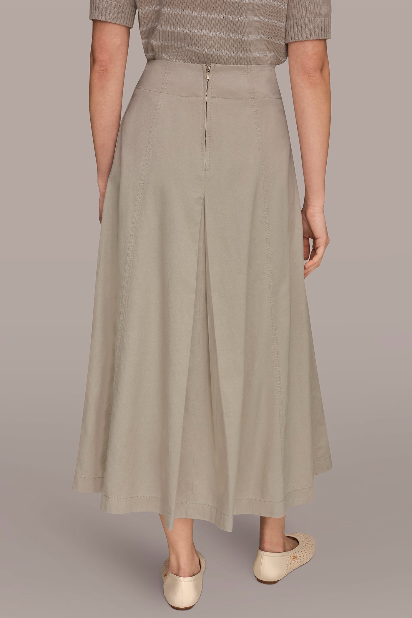 Tuscan Grey MIDI A-LINE PANEL SKIRT Donna Karan