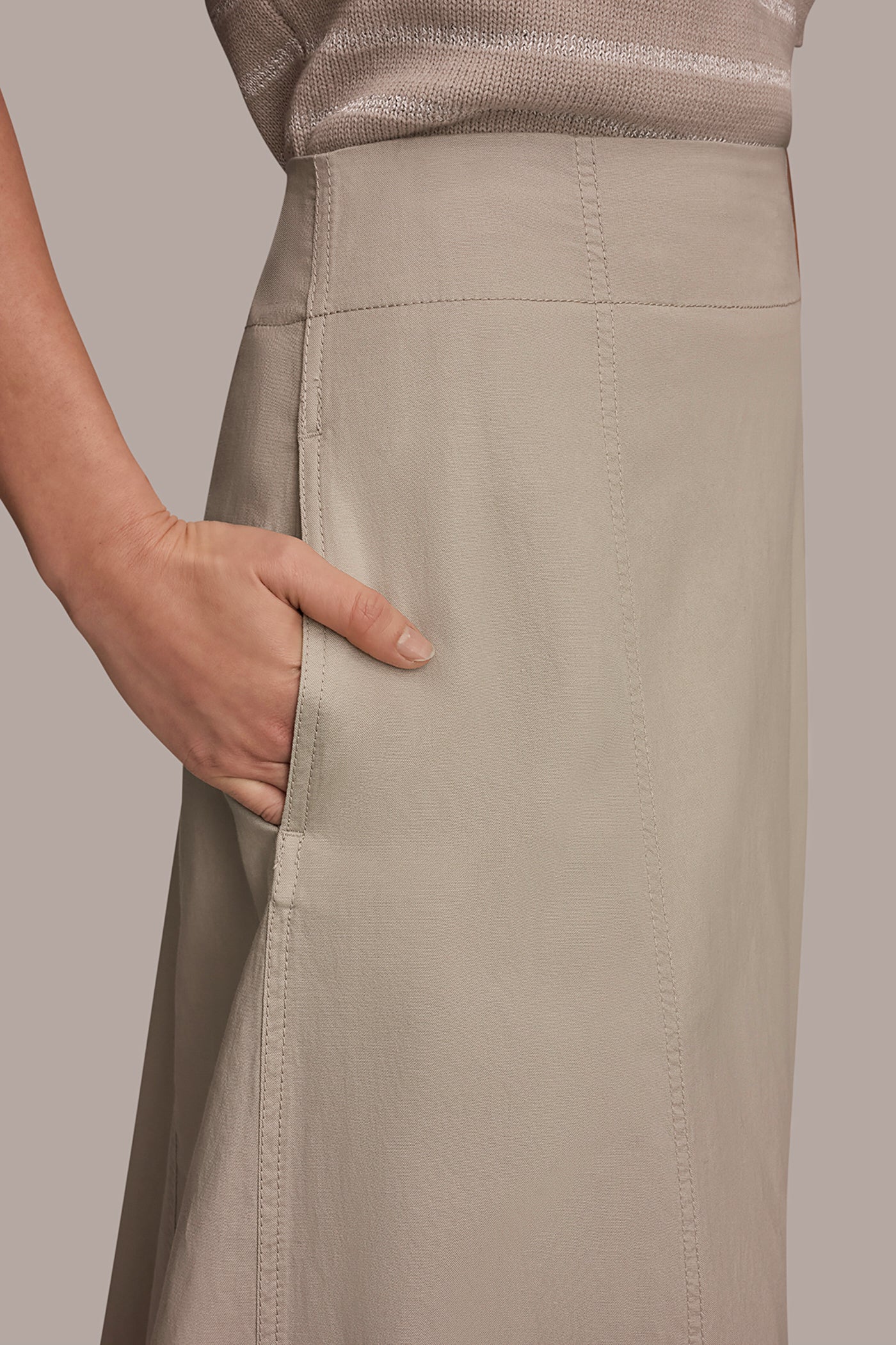 Tuscan Grey MIDI A-LINE PANEL SKIRT Donna Karan