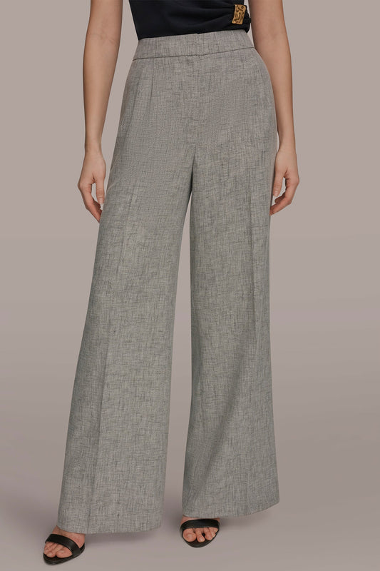 Turin Multi MID-RISE MÉLANGE PLEATED WIDE-LEG SUIT PANT Donna Karan