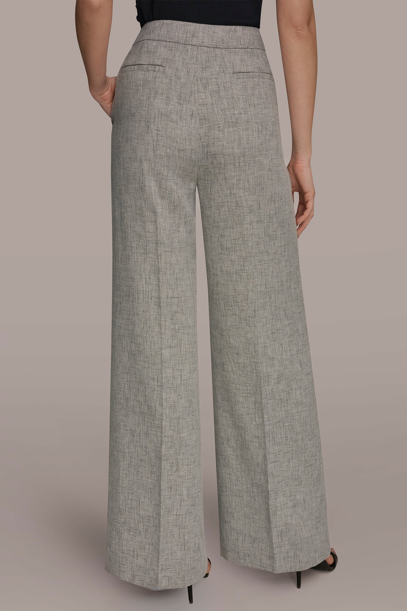 Turin Multi MID-RISE MÉLANGE PLEATED WIDE-LEG SUIT PANT Donna Karan