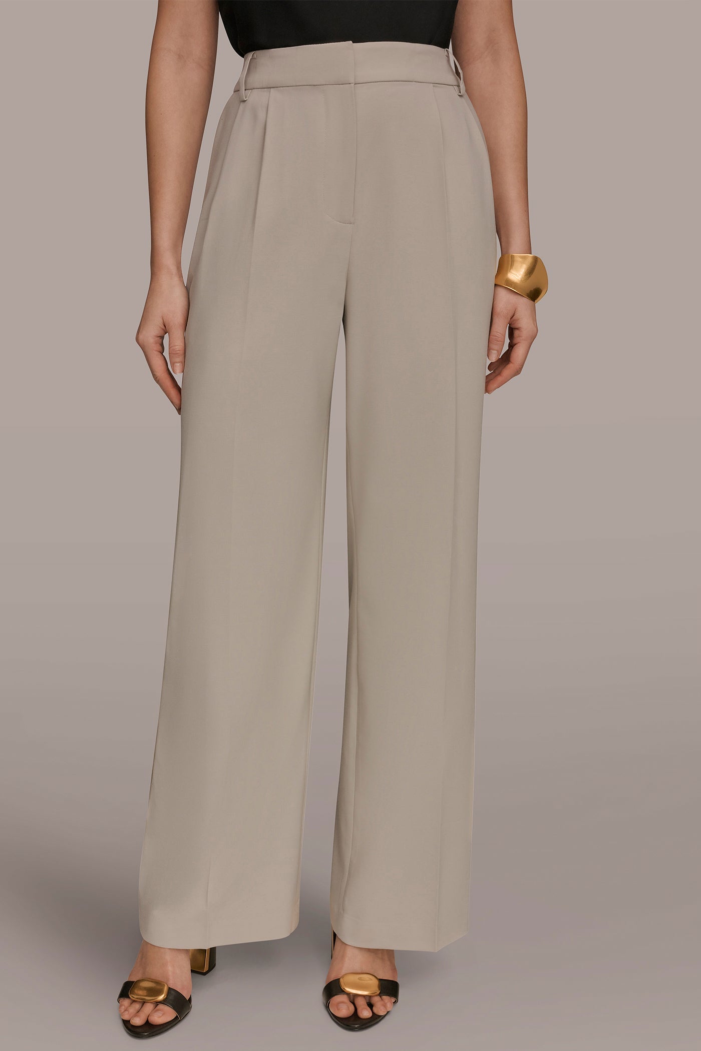 Tuscan Grey PLEATED WIDE LEG PANT Donna Karan