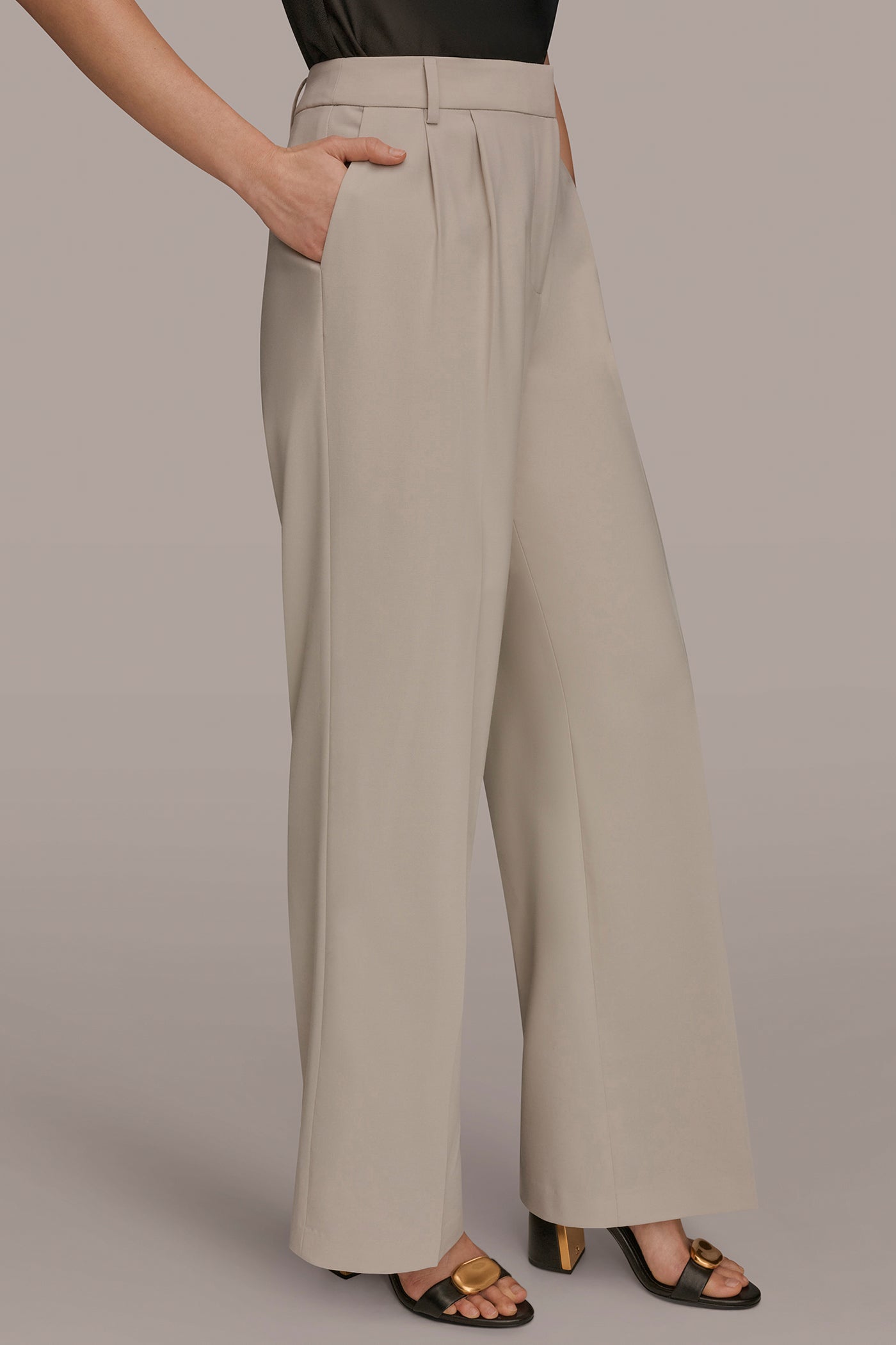 Tuscan Grey PLEATED WIDE LEG PANT Donna Karan