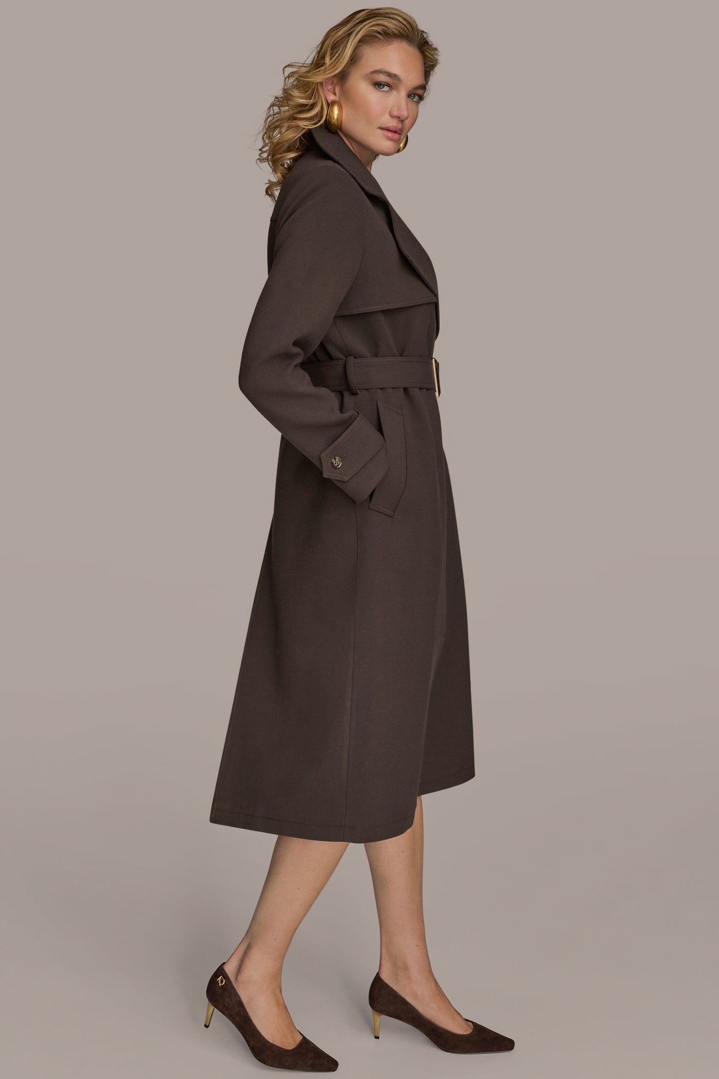 Chocolate TRENCH RAIN COAT Donna Karan