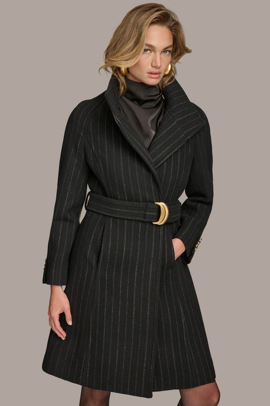 Pinstripe WOOL TRENCH COAT Donna Karan
