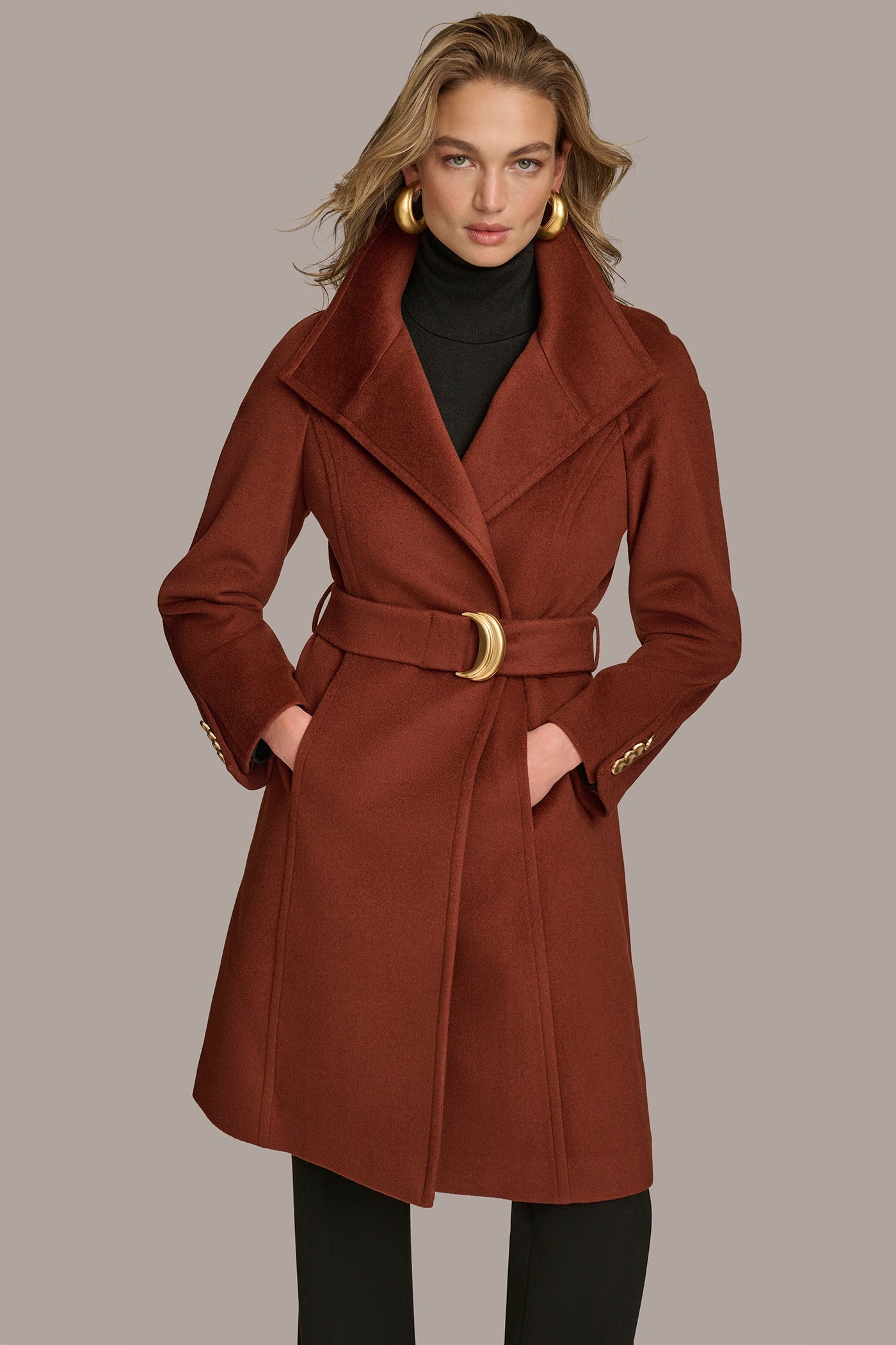Whiskey WOOL TRENCH COAT Donna Karan