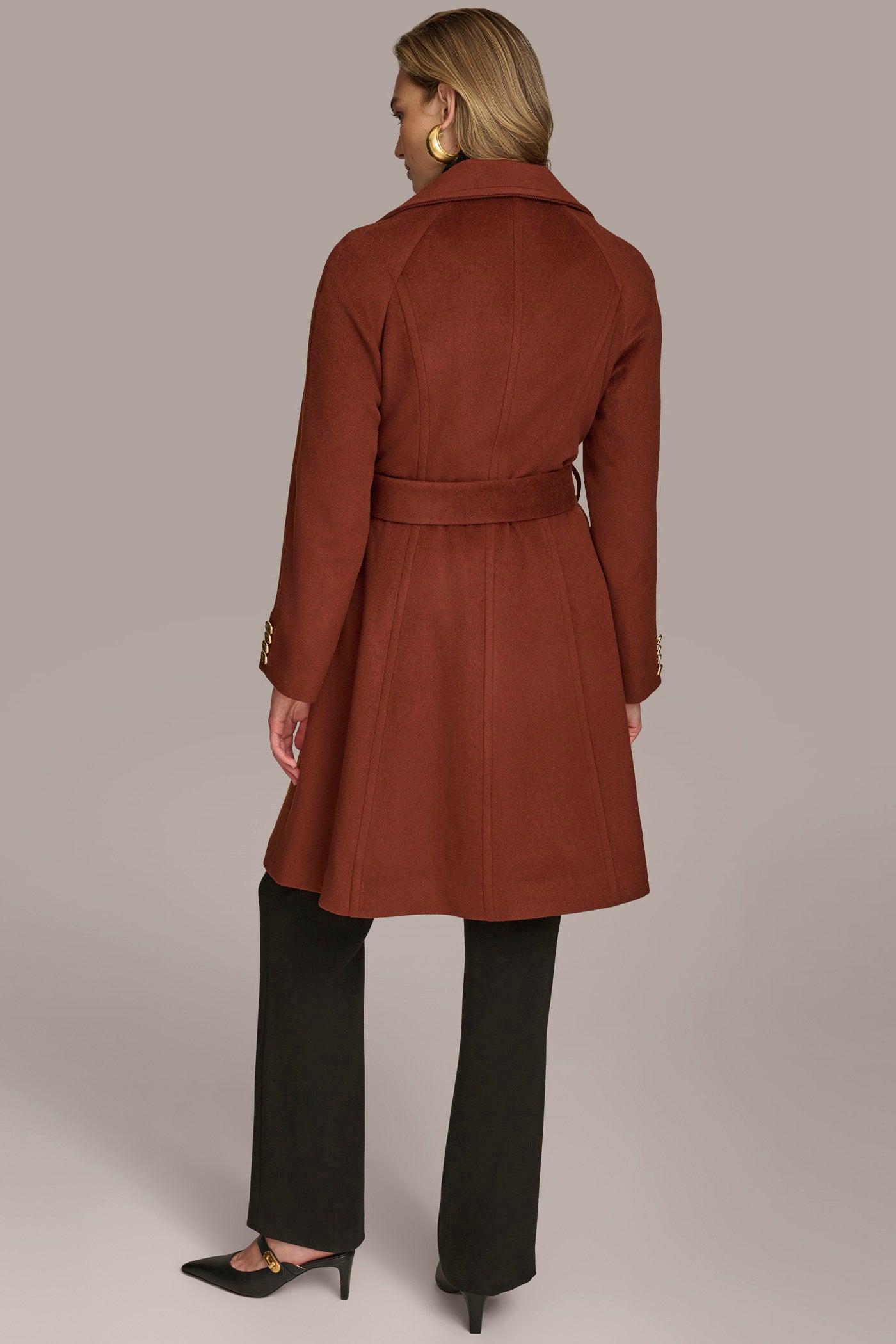 Whiskey WOOL TRENCH COAT Donna Karan