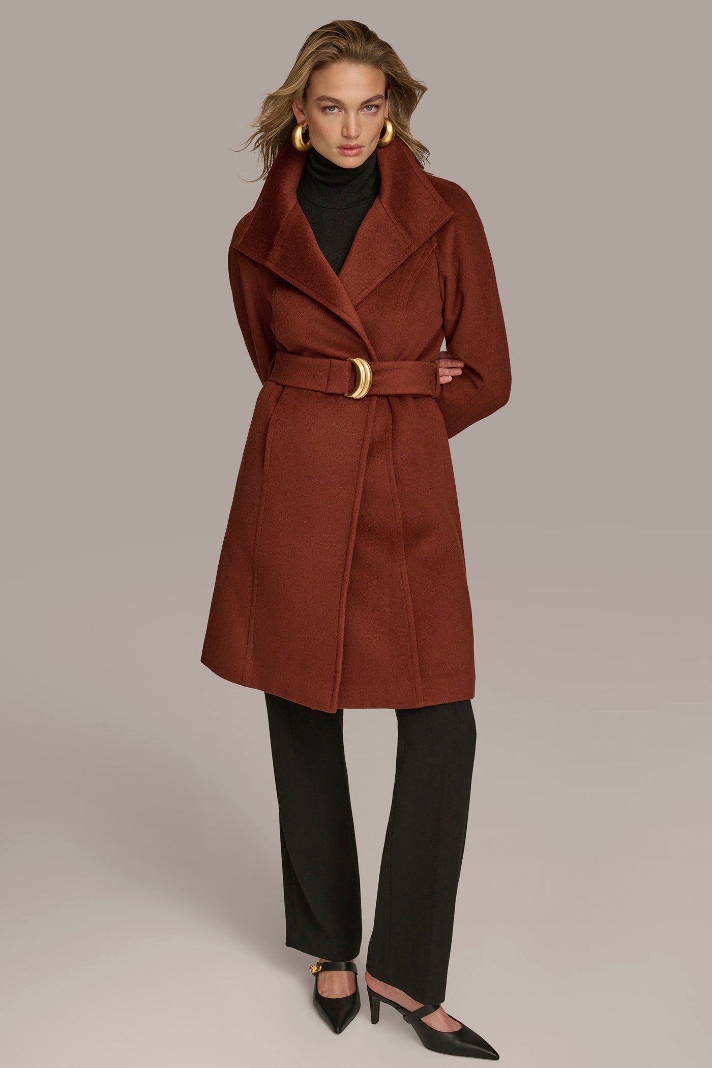 Whiskey WOOL TRENCH COAT Donna Karan