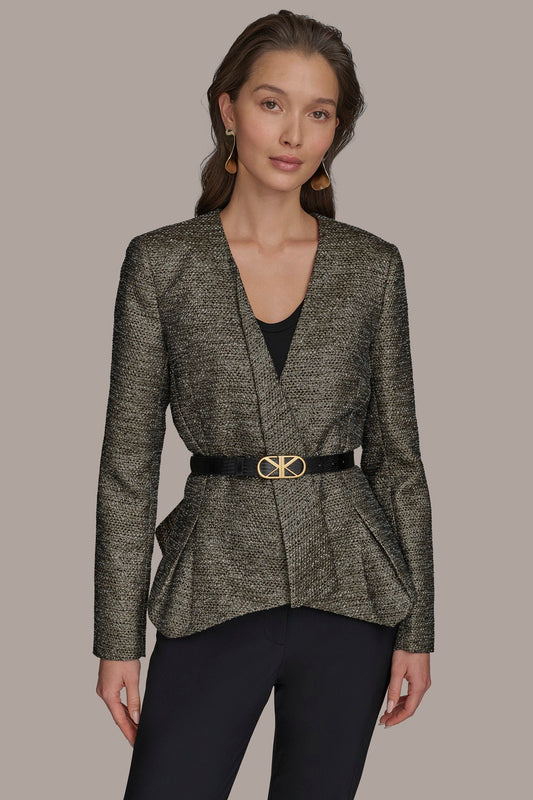 BLACK/GOLD METALLIC WRAP JACKET Donna Karan