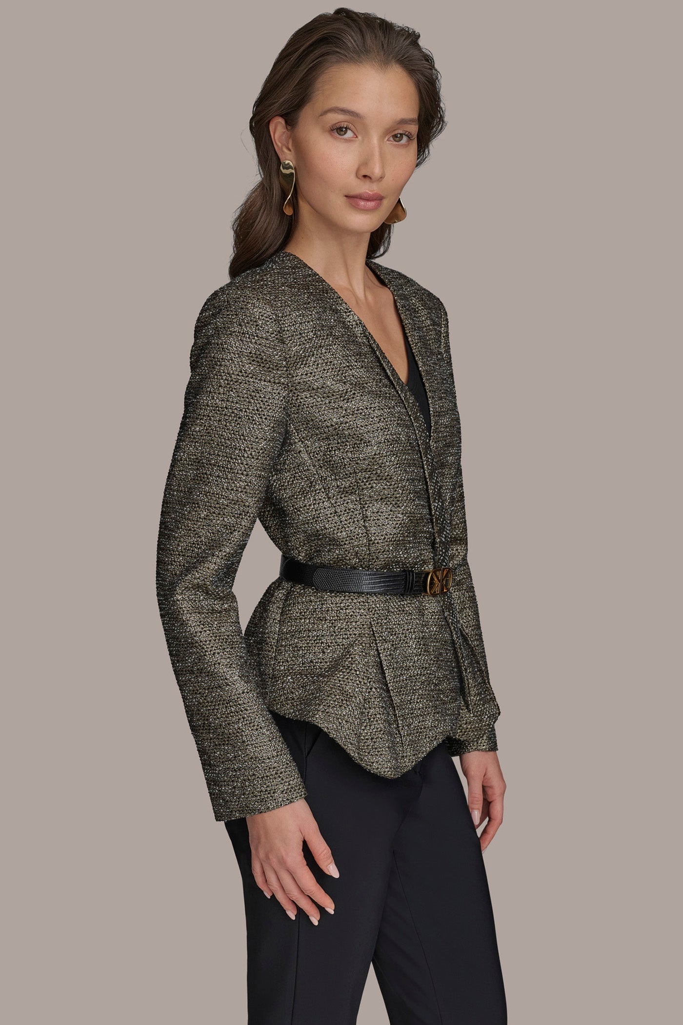 BLACK/GOLD METALLIC WRAP JACKET Donna Karan