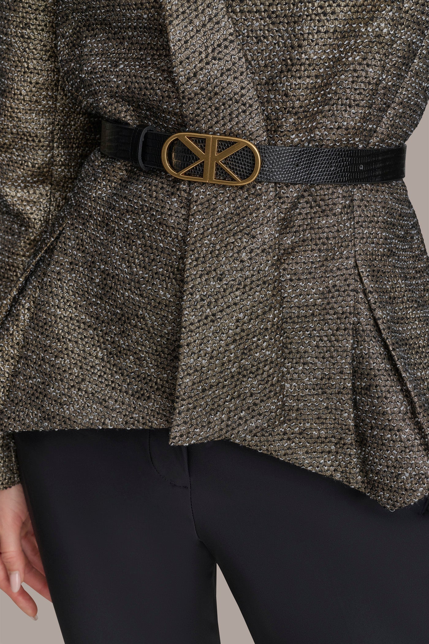 BLACK/GOLD METALLIC WRAP JACKET Donna Karan