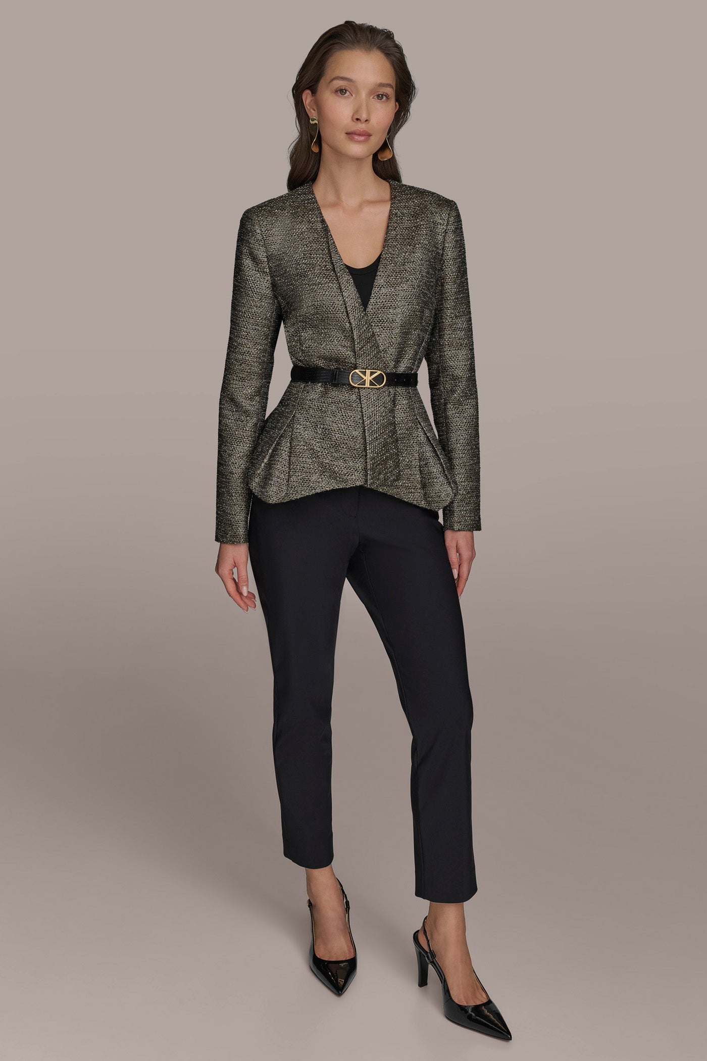 BLACK/GOLD METALLIC WRAP JACKET Donna Karan