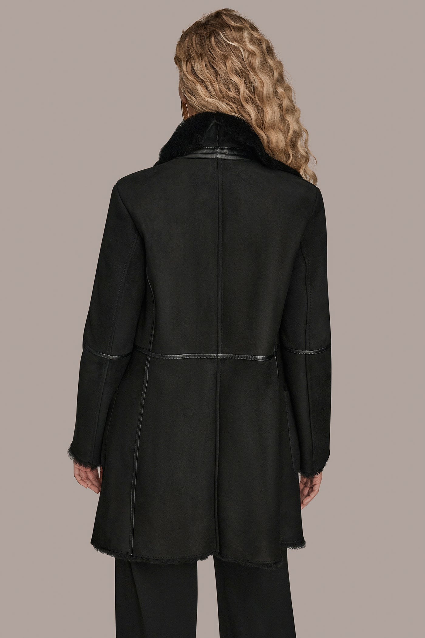 Black SHEARLING COAT Donna Karan