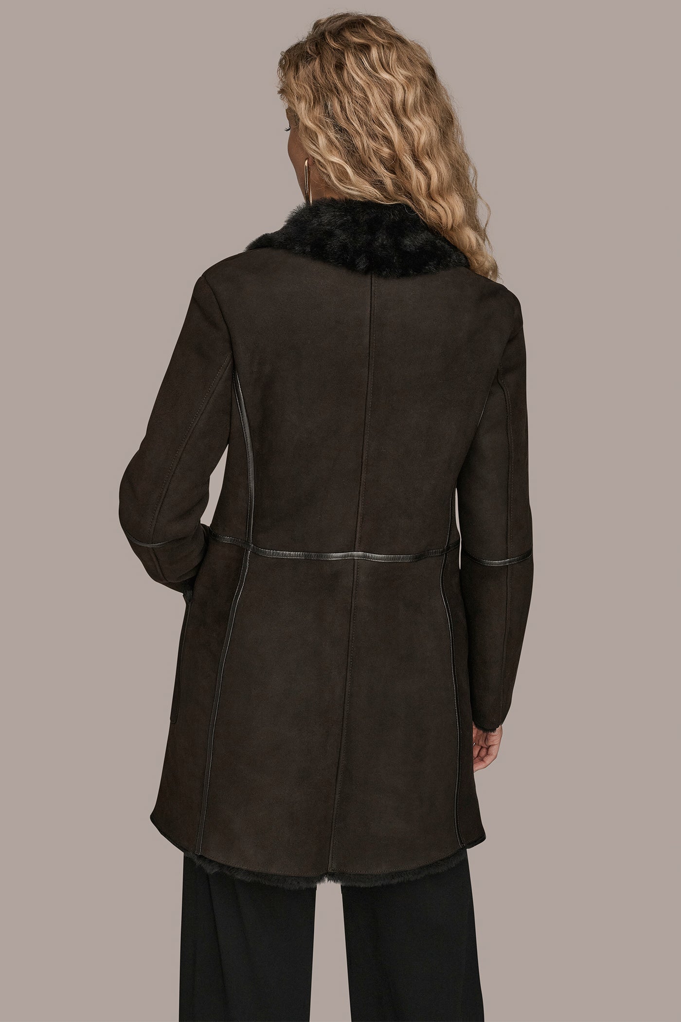 Dark Chocolate SHEARLING COAT Donna Karan