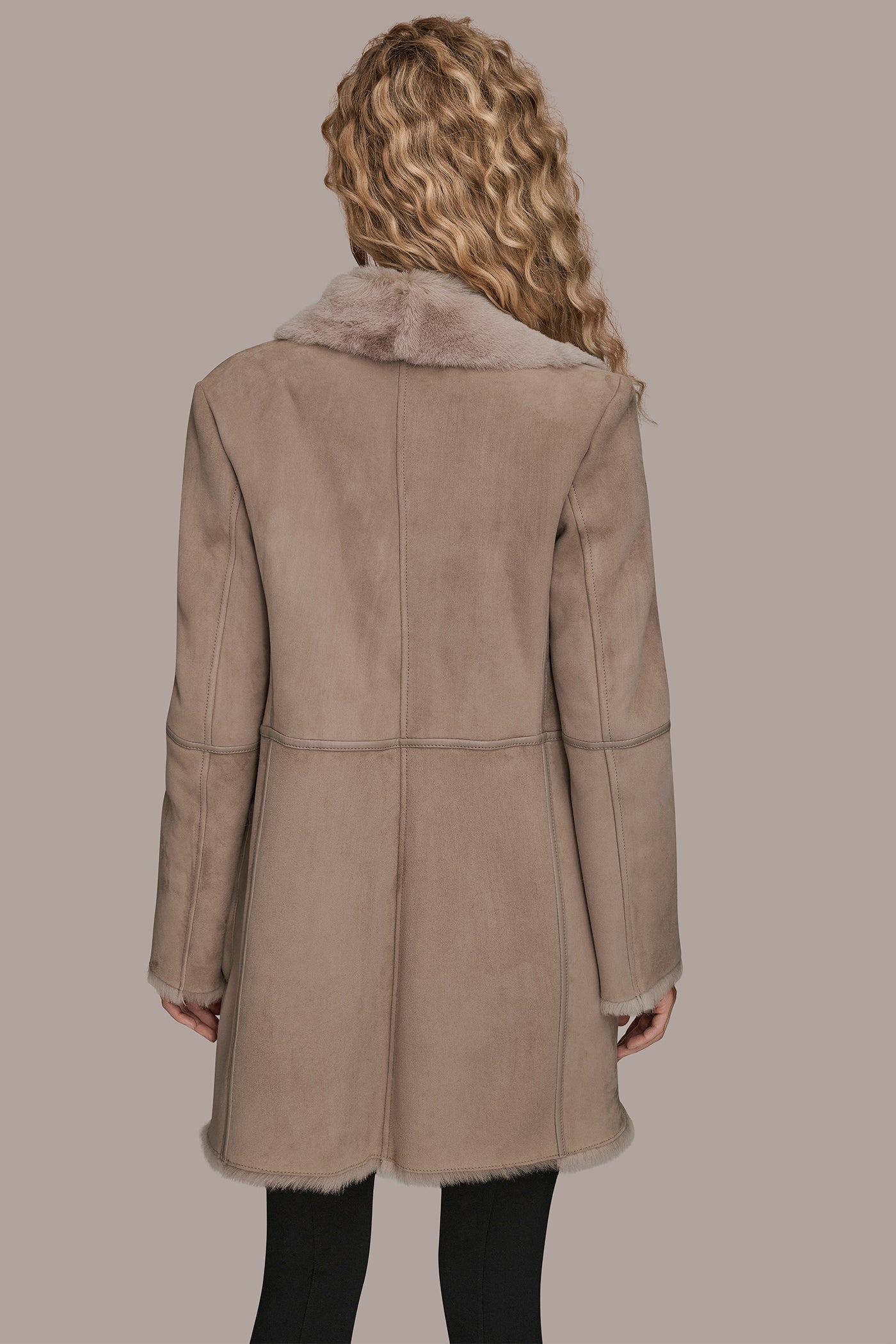 Oatmeal SHEARLING COAT Donna Karan
