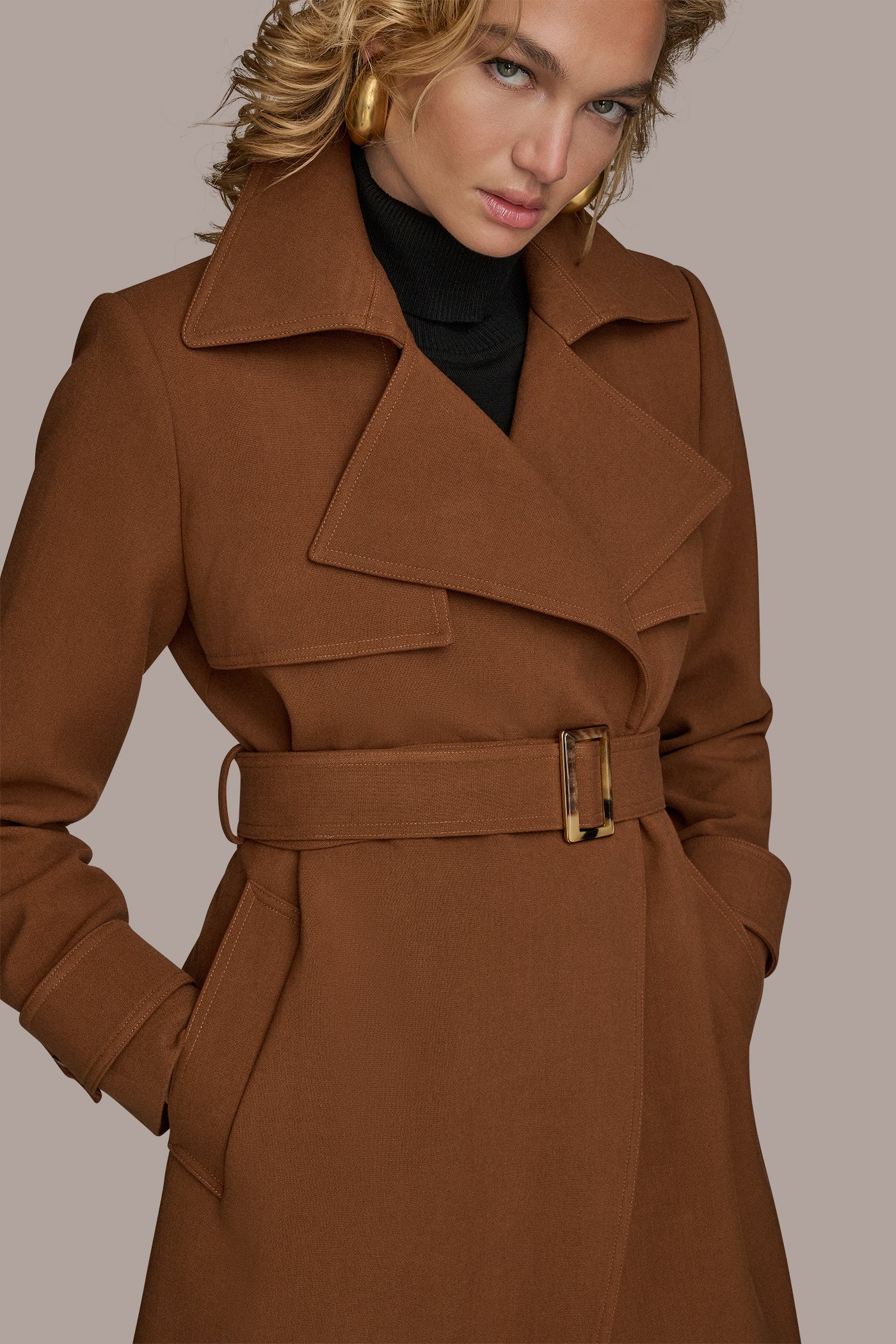 TOBACCO TRENCH RAIN COAT Donna Karan