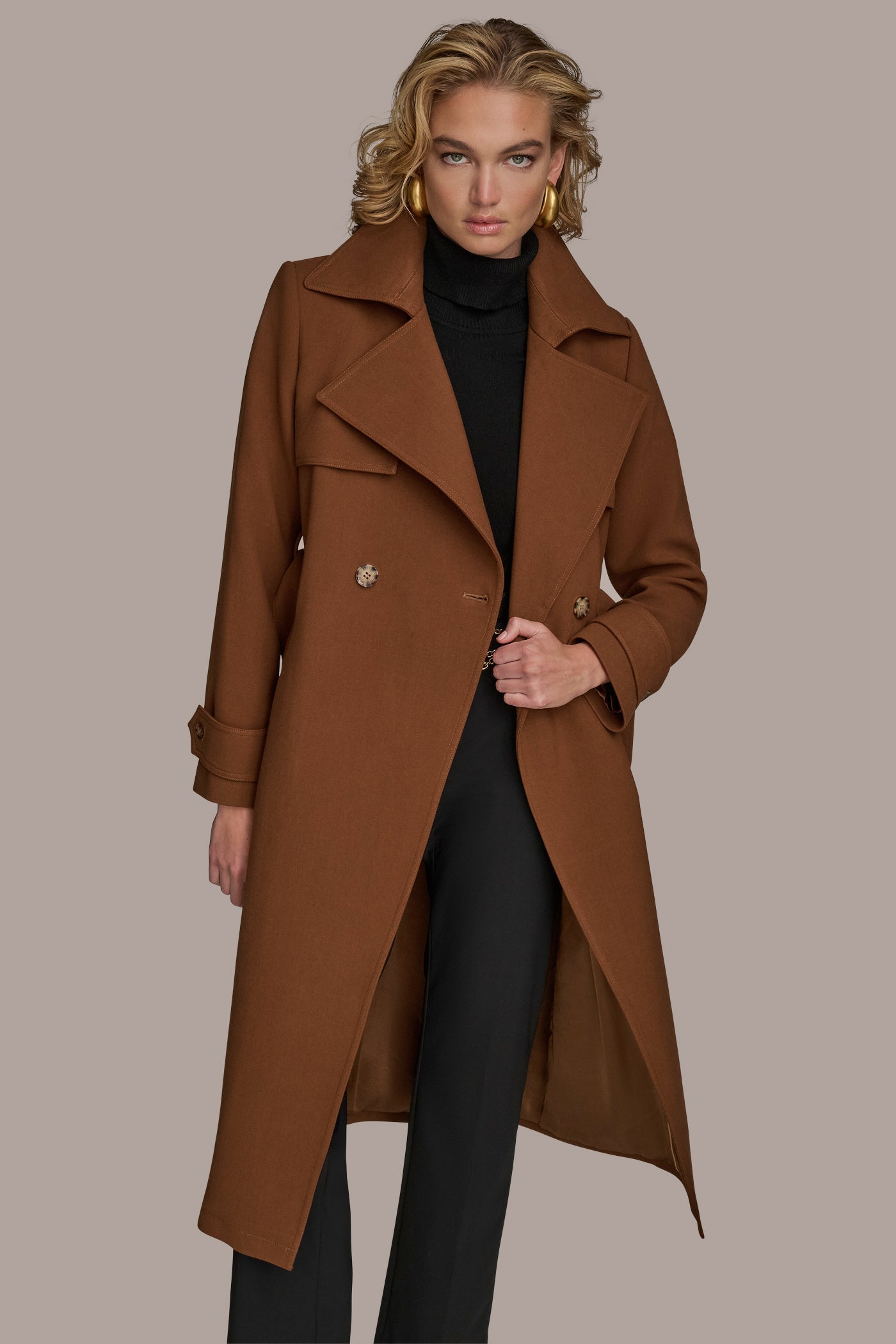 TOBACCO TRENCH RAIN COAT Donna Karan