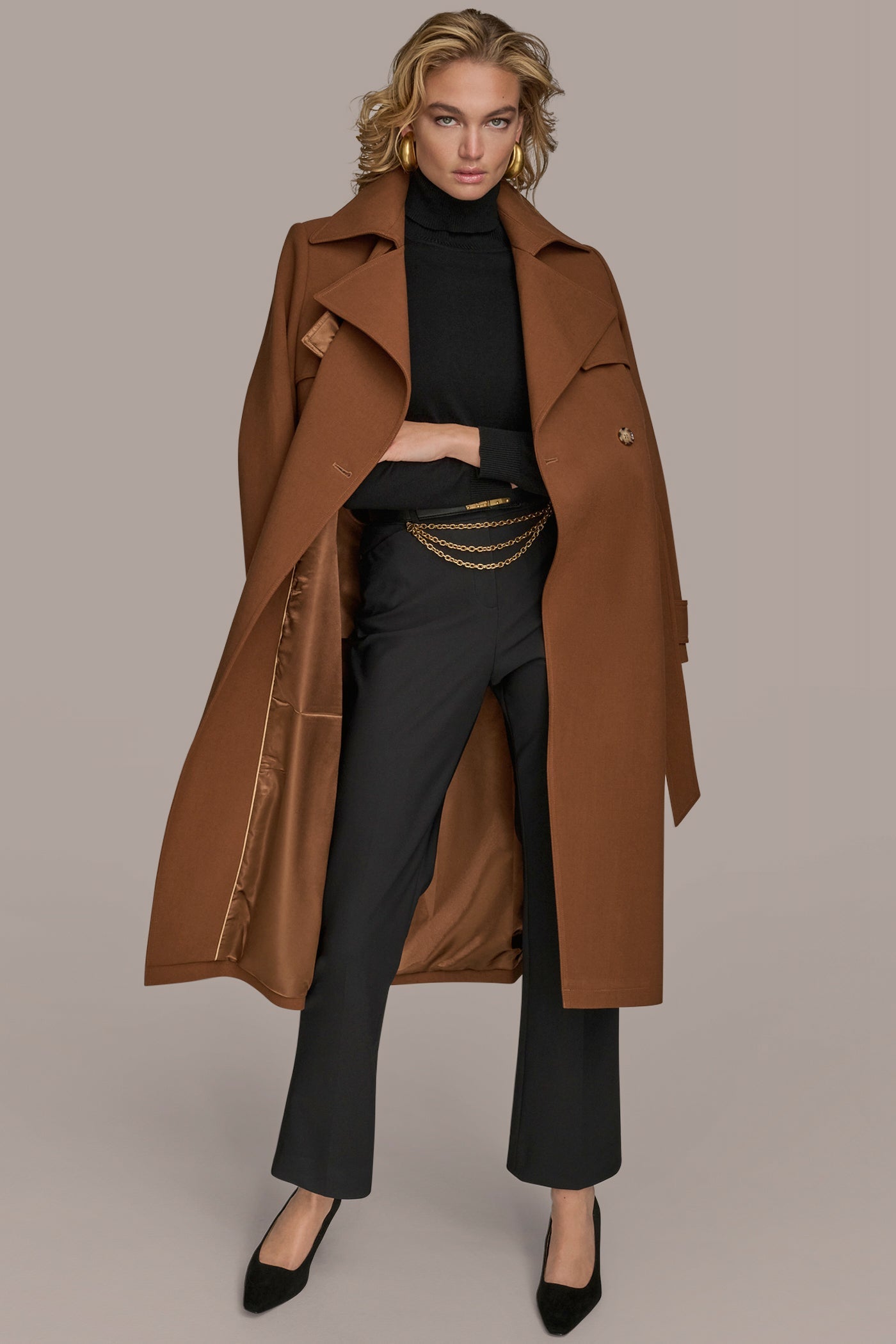 TOBACCO TRENCH RAIN COAT Donna Karan