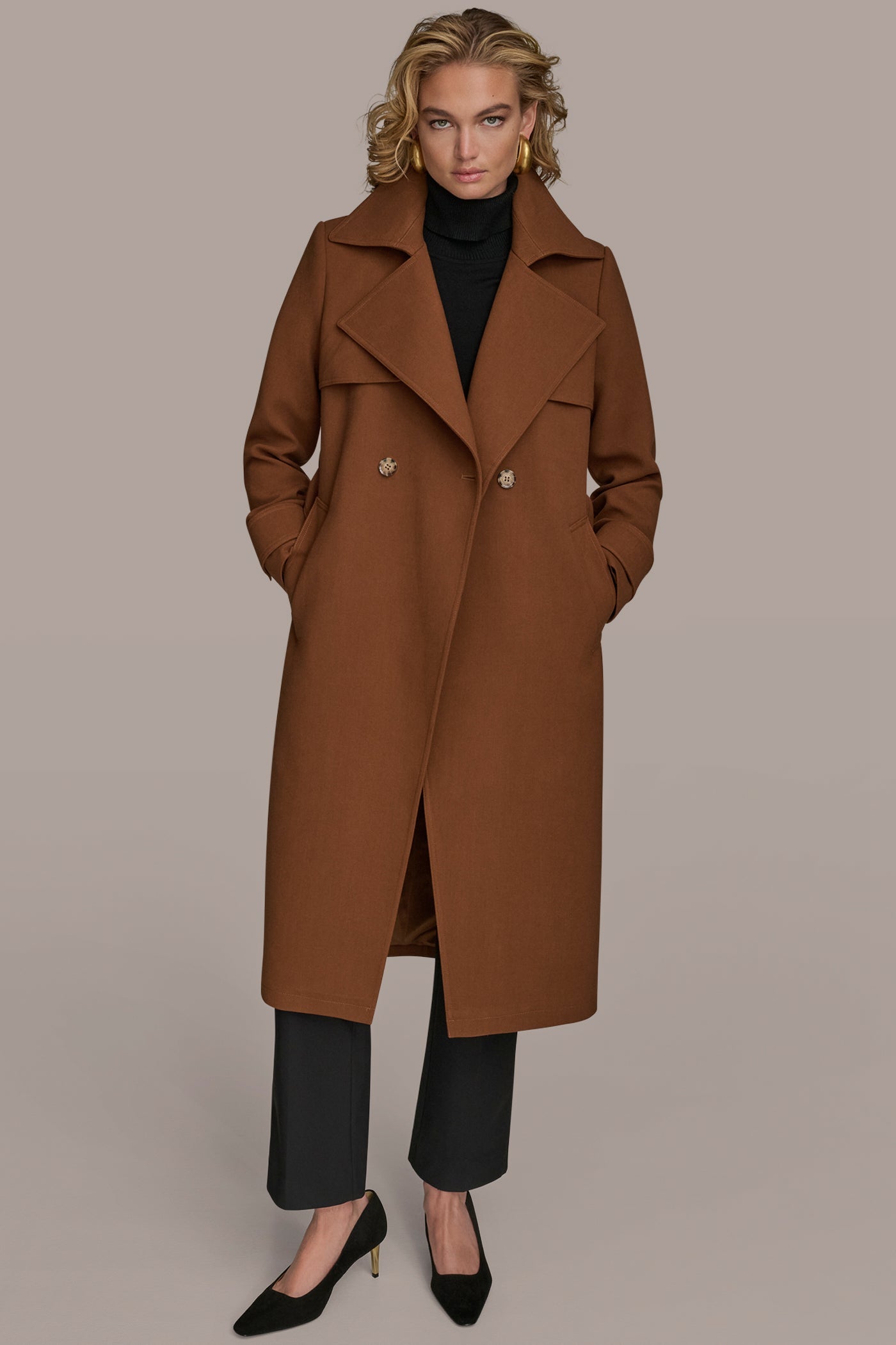 TOBACCO TRENCH RAIN COAT Donna Karan