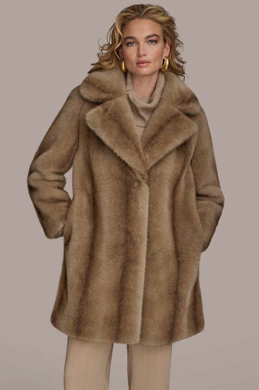 NATURAL LUXE FAUX FUR COAT Donna Karan