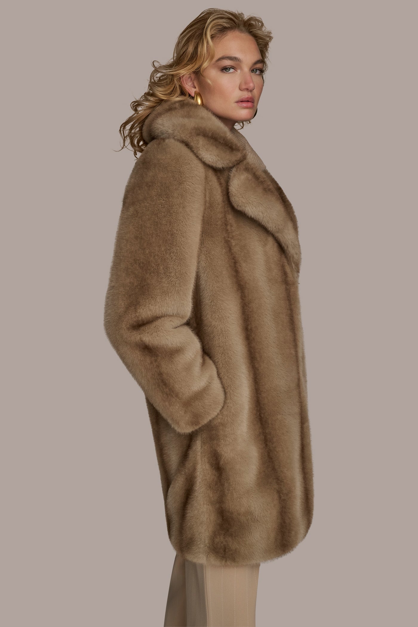 NATURAL LUXE FAUX FUR COAT Donna Karan