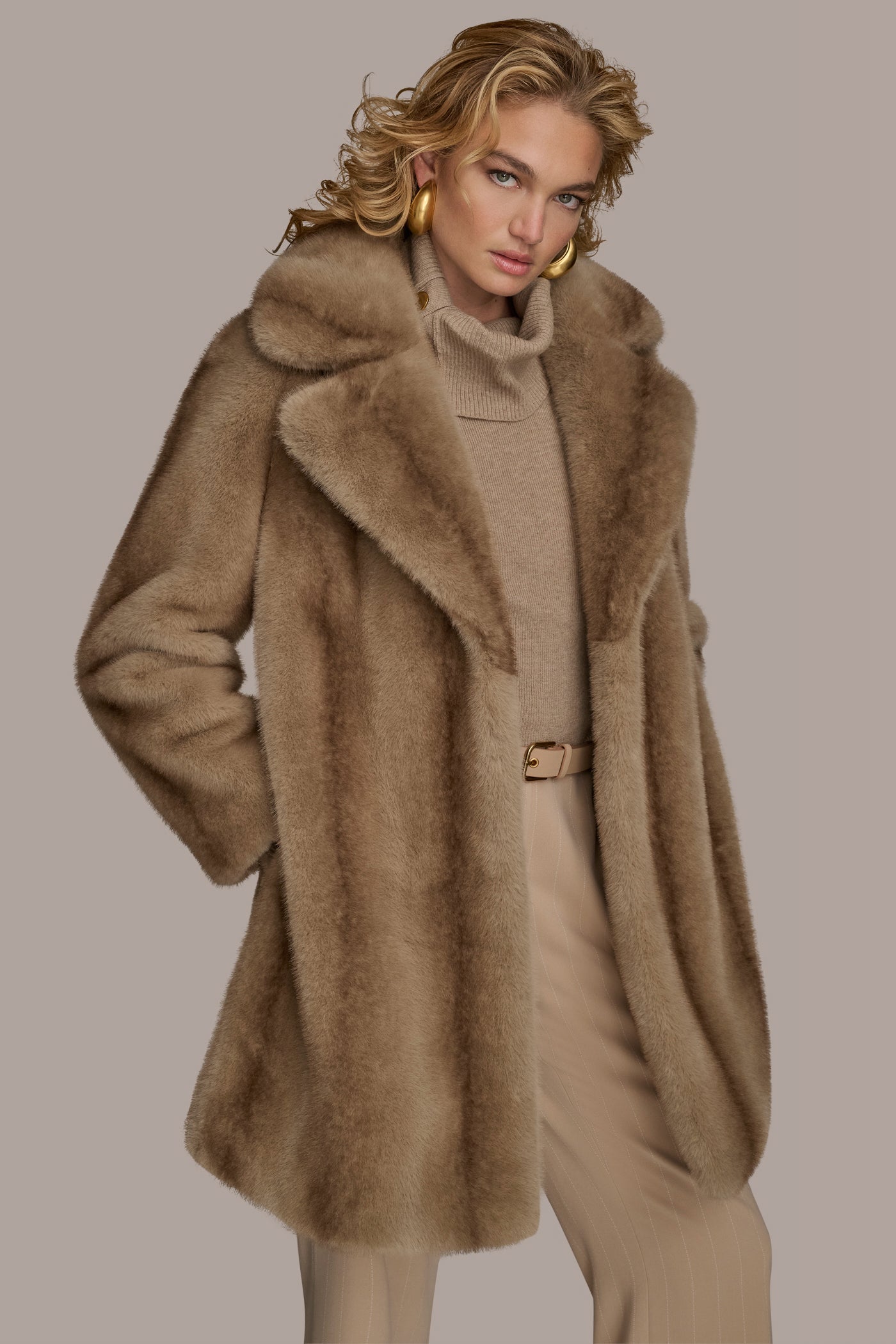 NATURAL LUXE FAUX FUR COAT Donna Karan