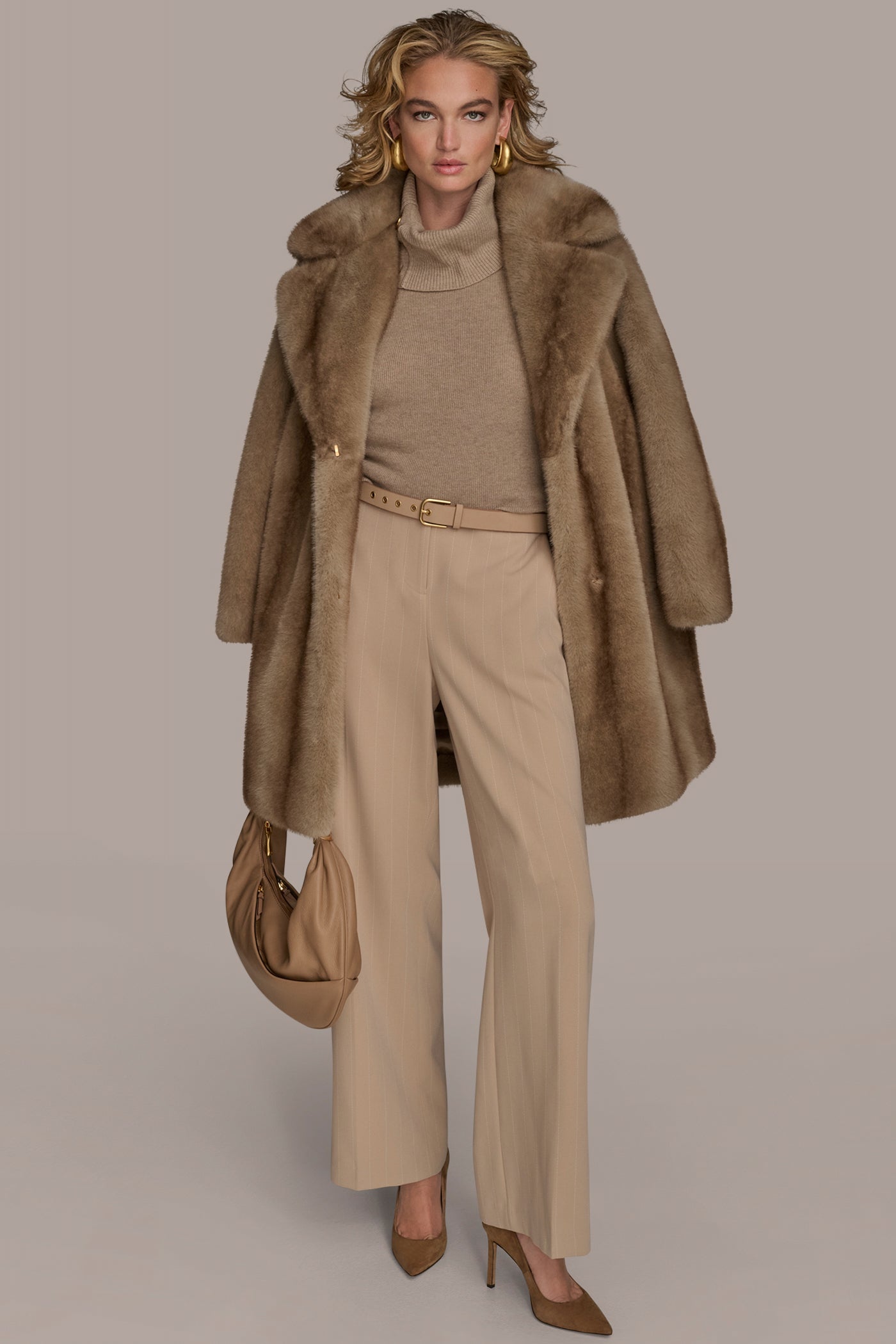 NATURAL LUXE FAUX FUR COAT Donna Karan