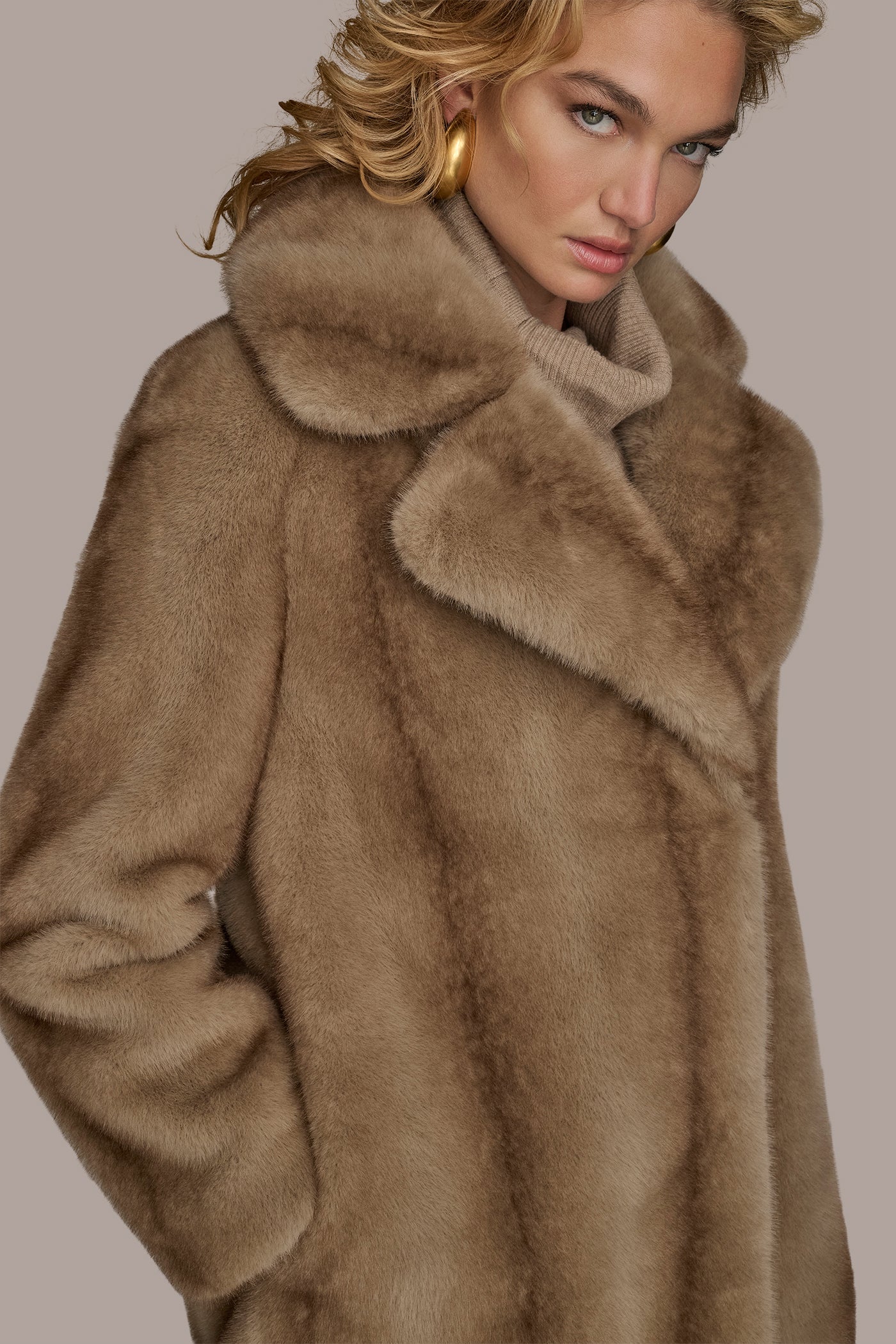NATURAL LUXE FAUX FUR COAT Donna Karan